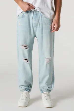 Jogger en denim d'aspect usé