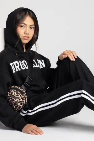 Jogger en molleton avec rayures latérales pour fille