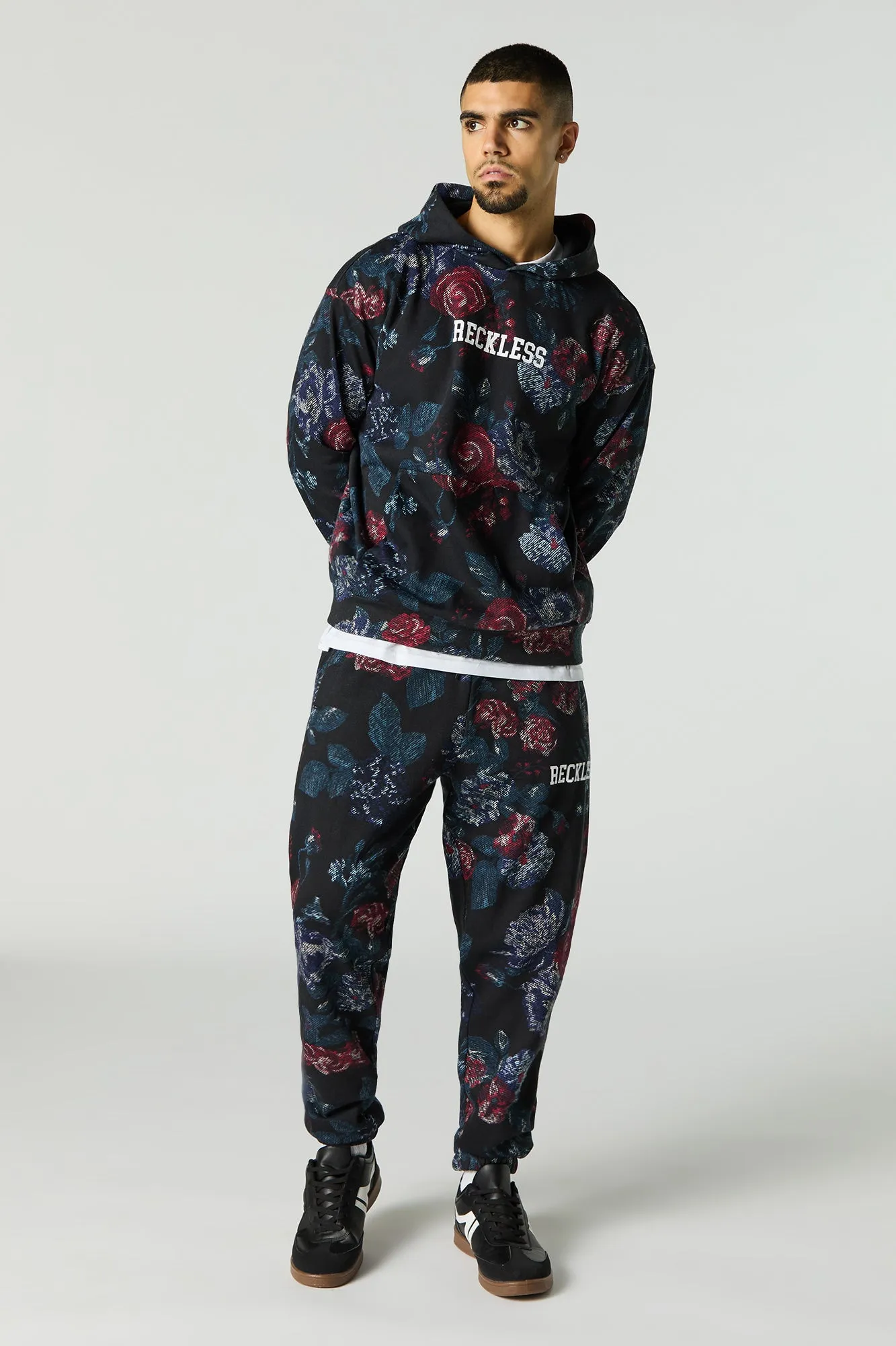 Jogger en molleton à imprimé floral