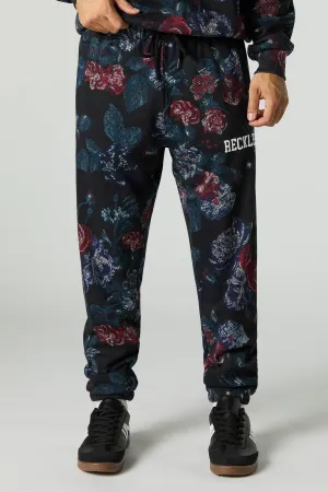 Jogger en molleton à imprimé floral