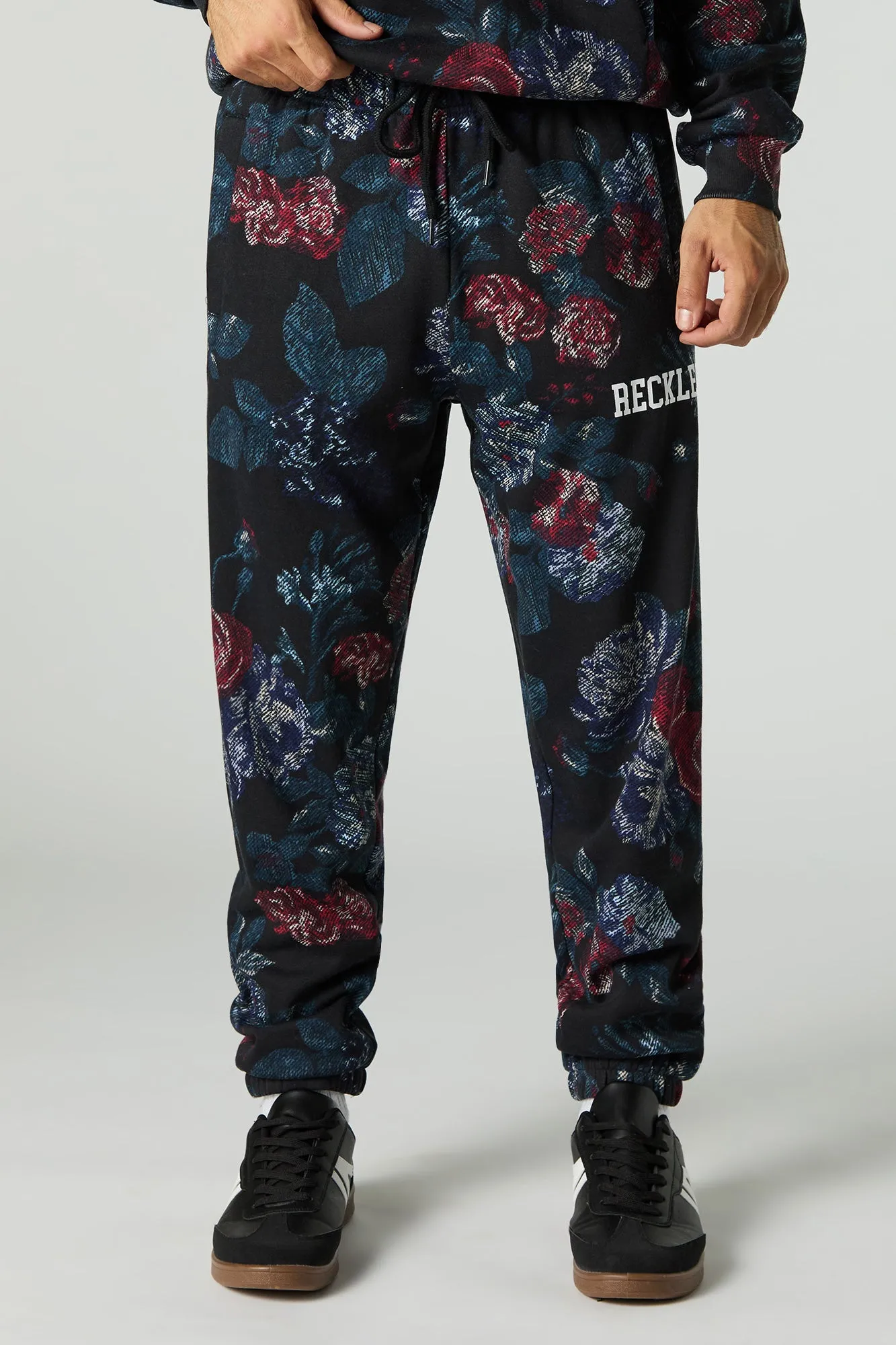 Jogger en molleton à imprimé floral