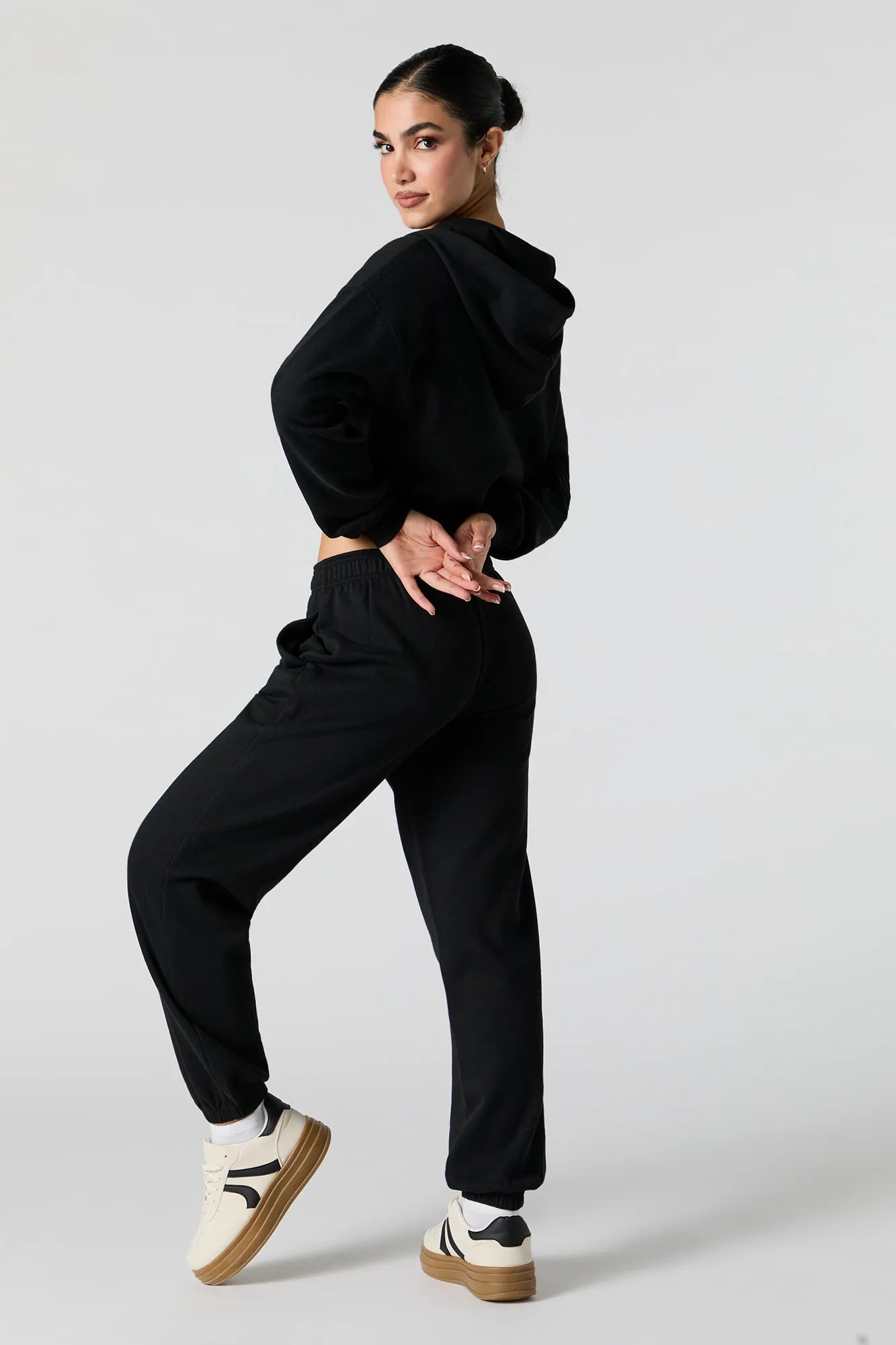 Jogger en molleton à revers uni