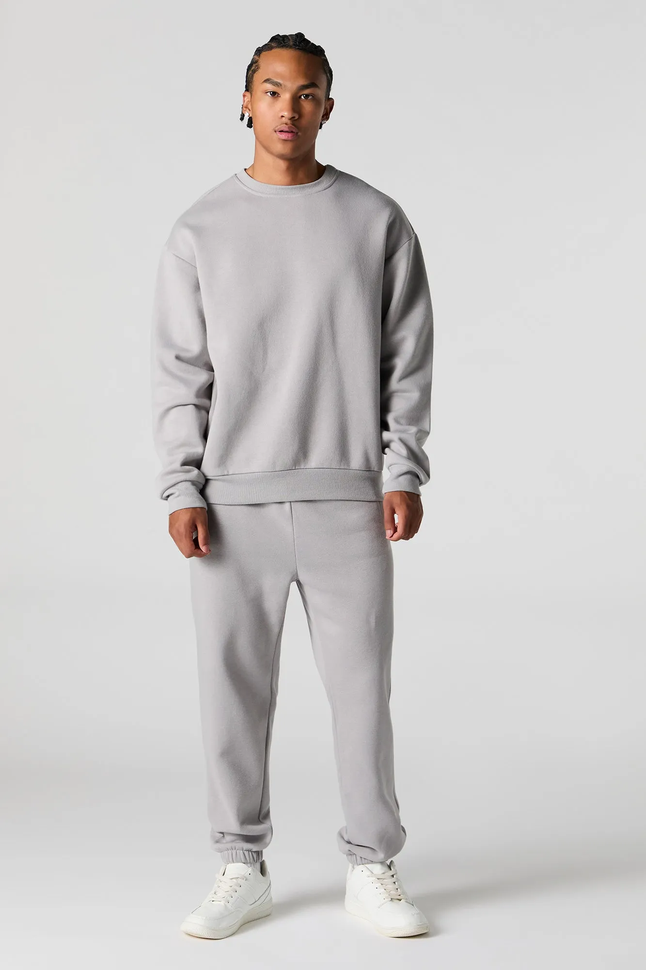 Jogger en molleton uni à taille coulissante