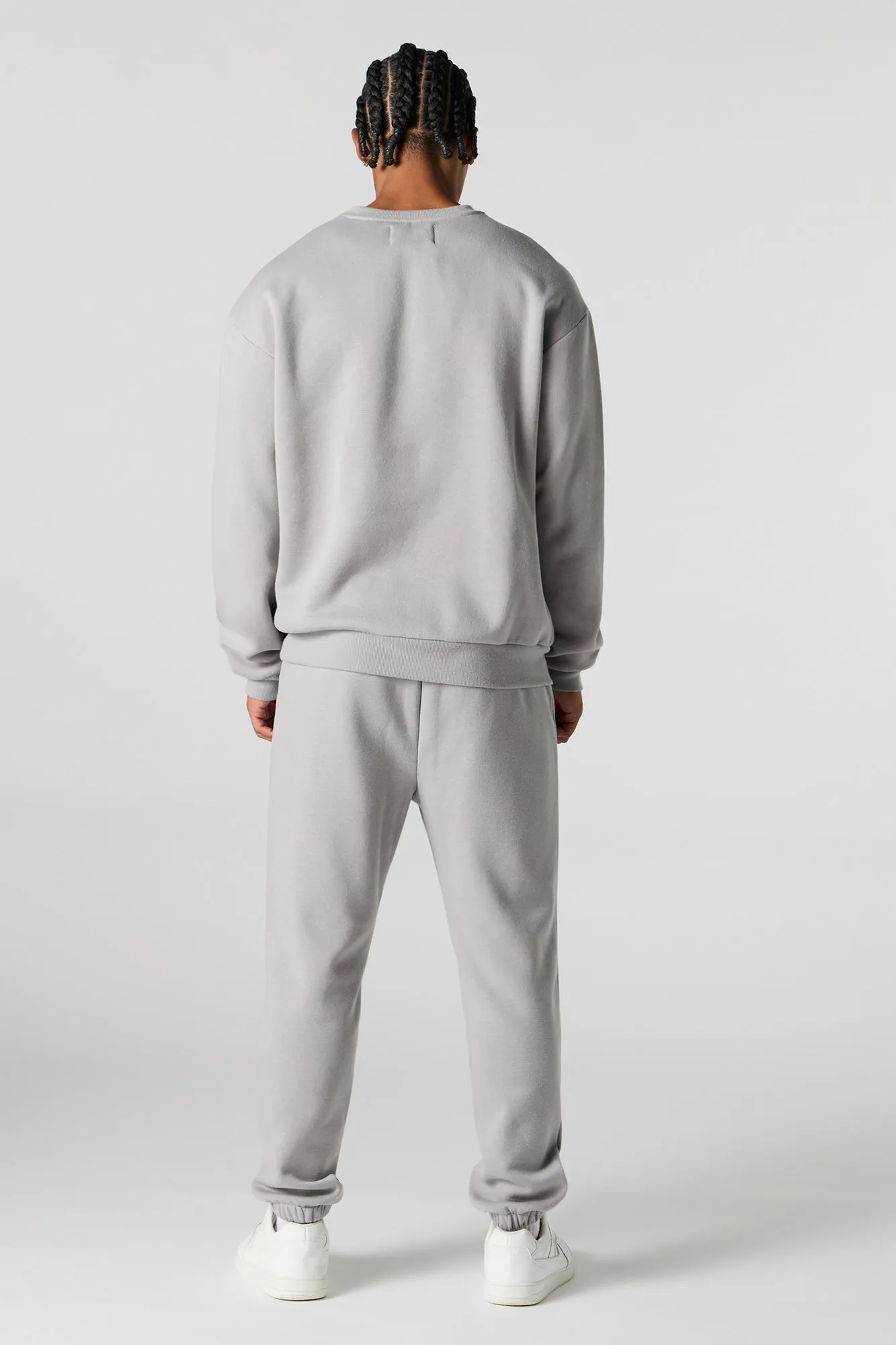 Jogger en molleton uni à taille coulissante