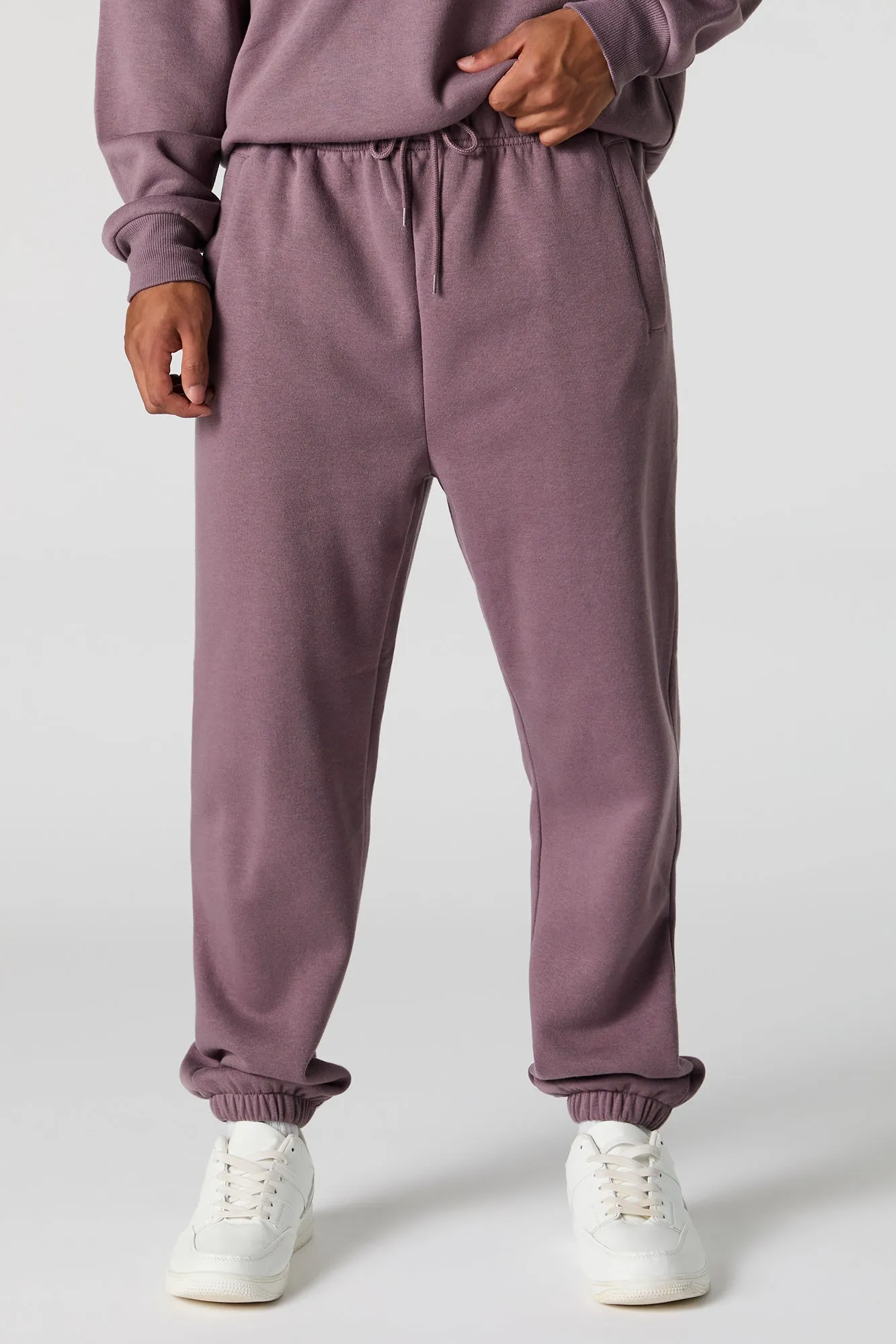 Jogger en molleton uni à taille coulissante
