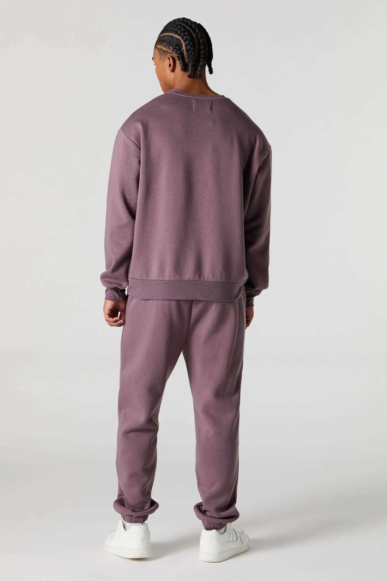 Jogger en molleton uni à taille coulissante