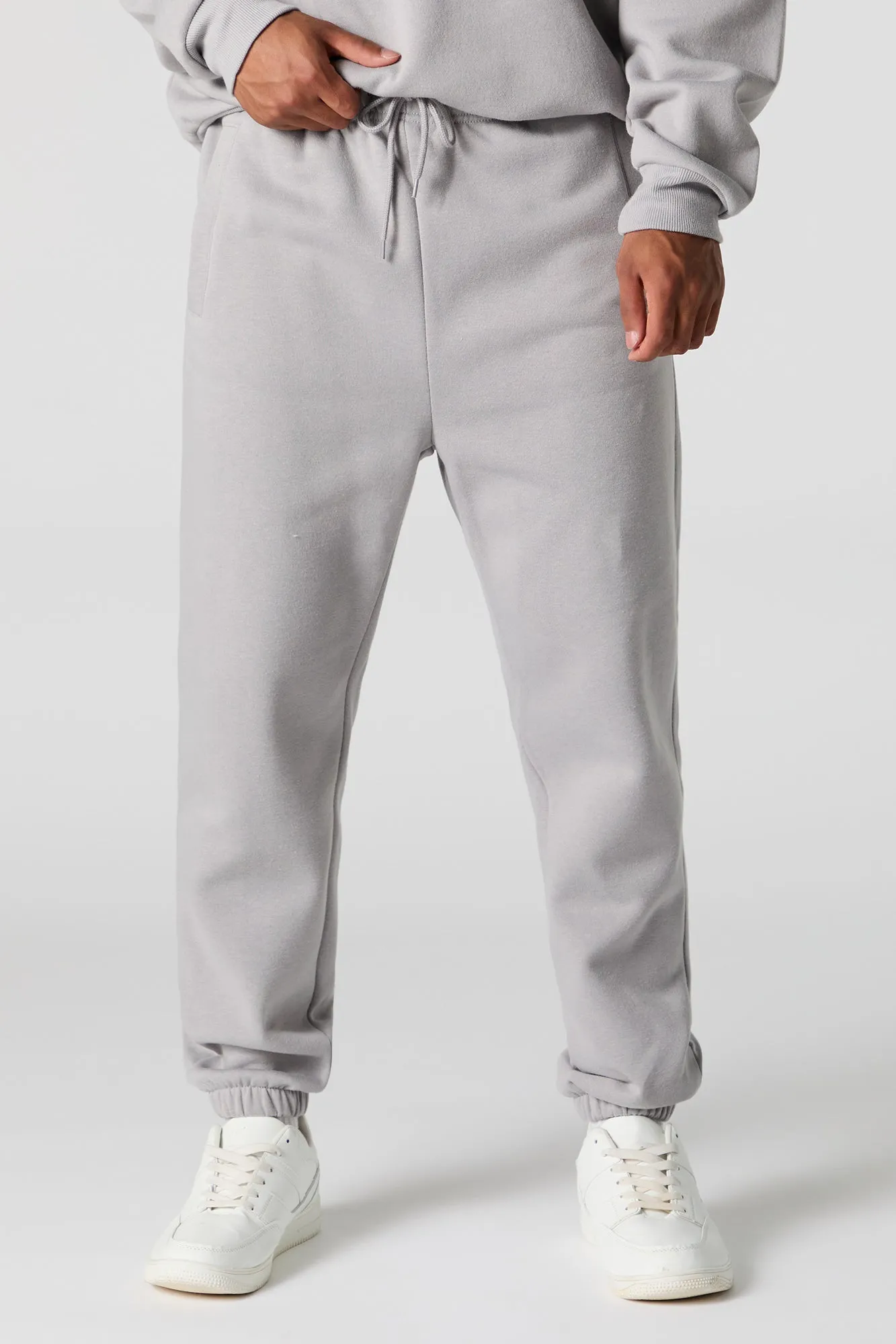 Jogger en molleton uni à taille coulissante