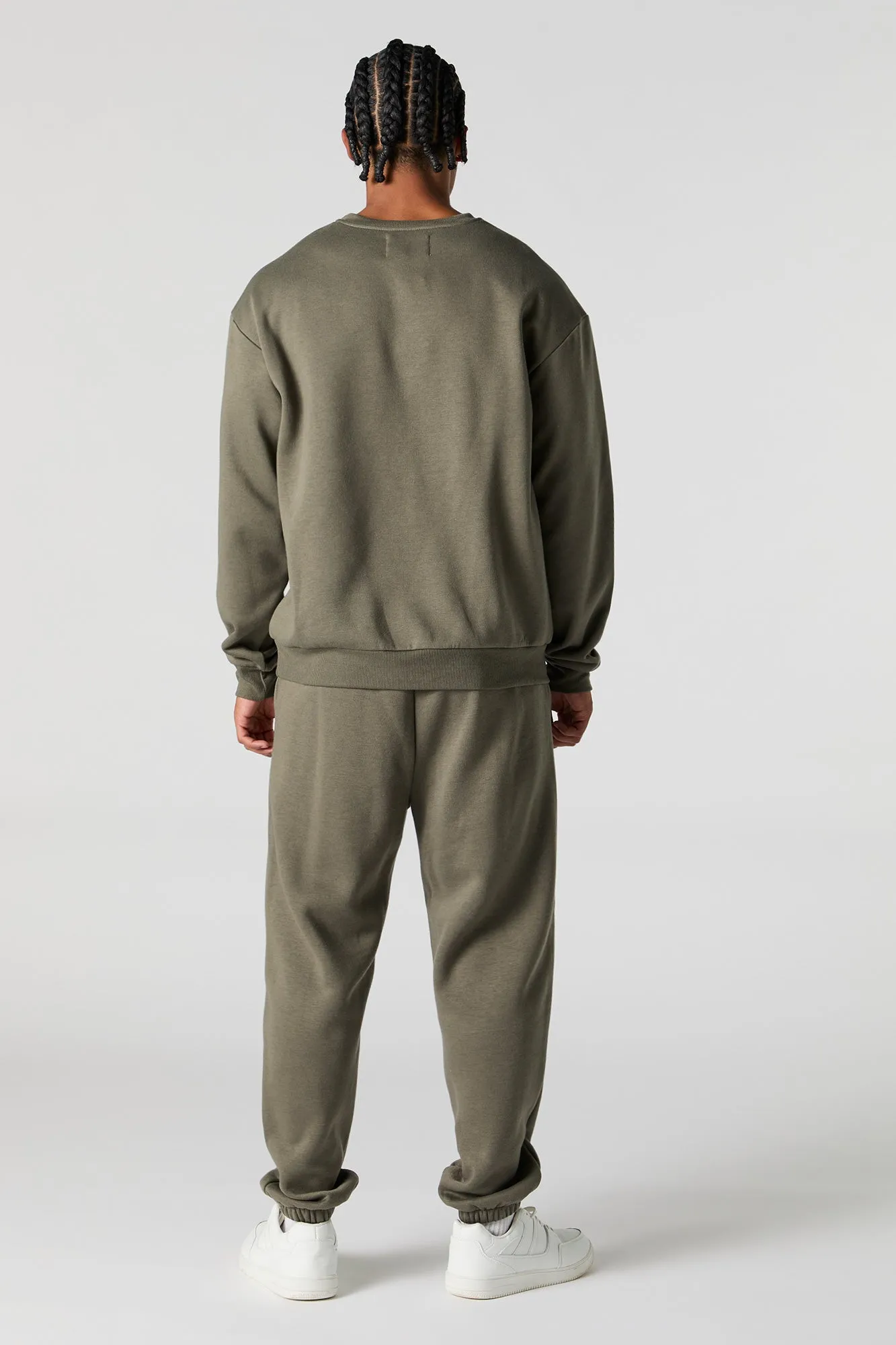 Jogger en molleton uni à taille coulissante