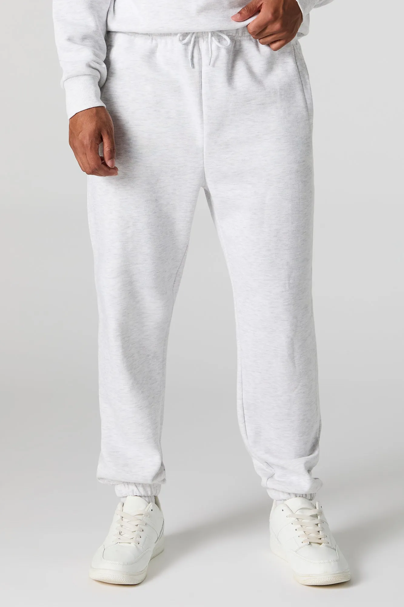 Jogger en molleton uni à taille coulissante
