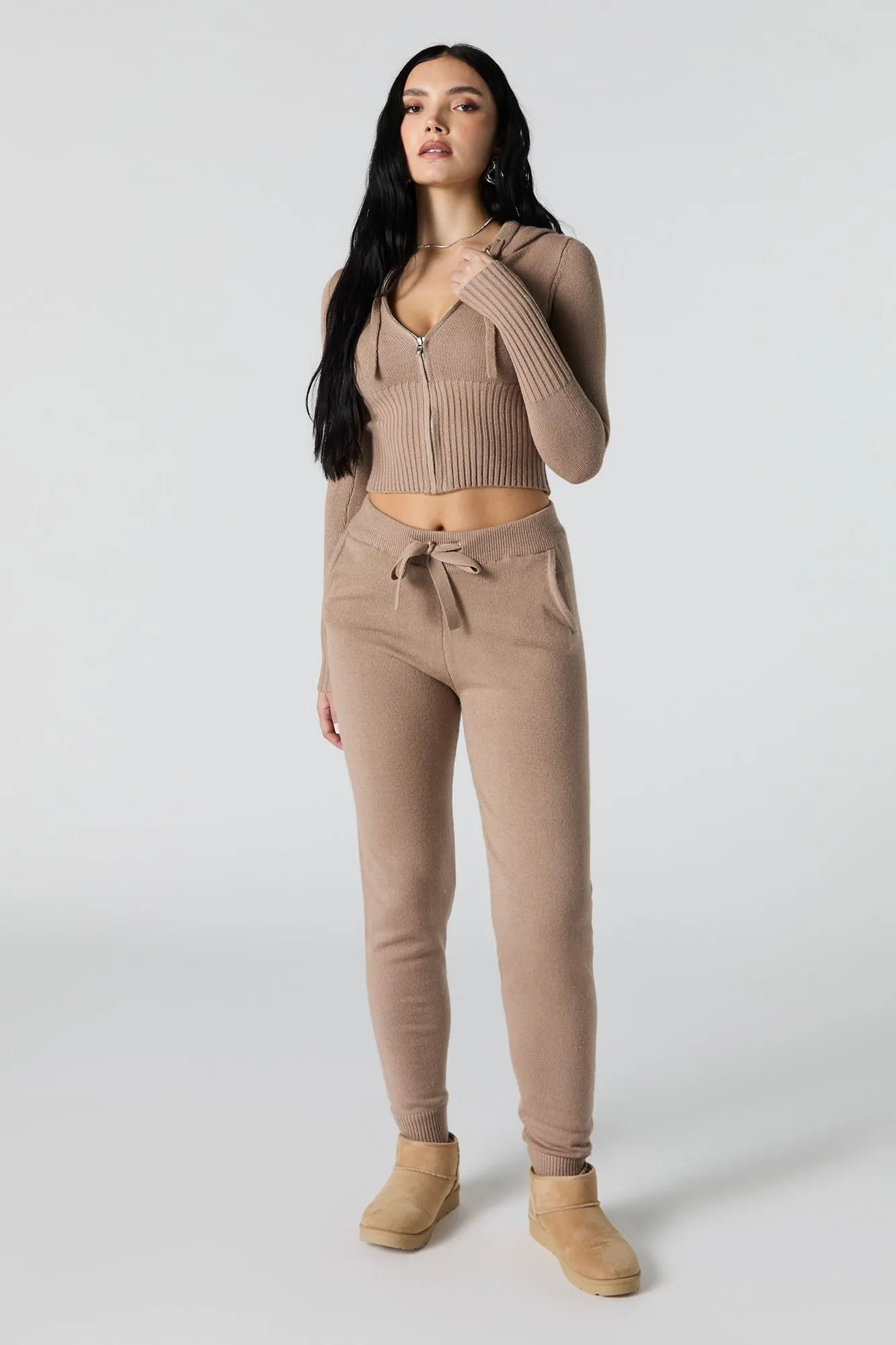 Jogger en tricot à taille coulissante