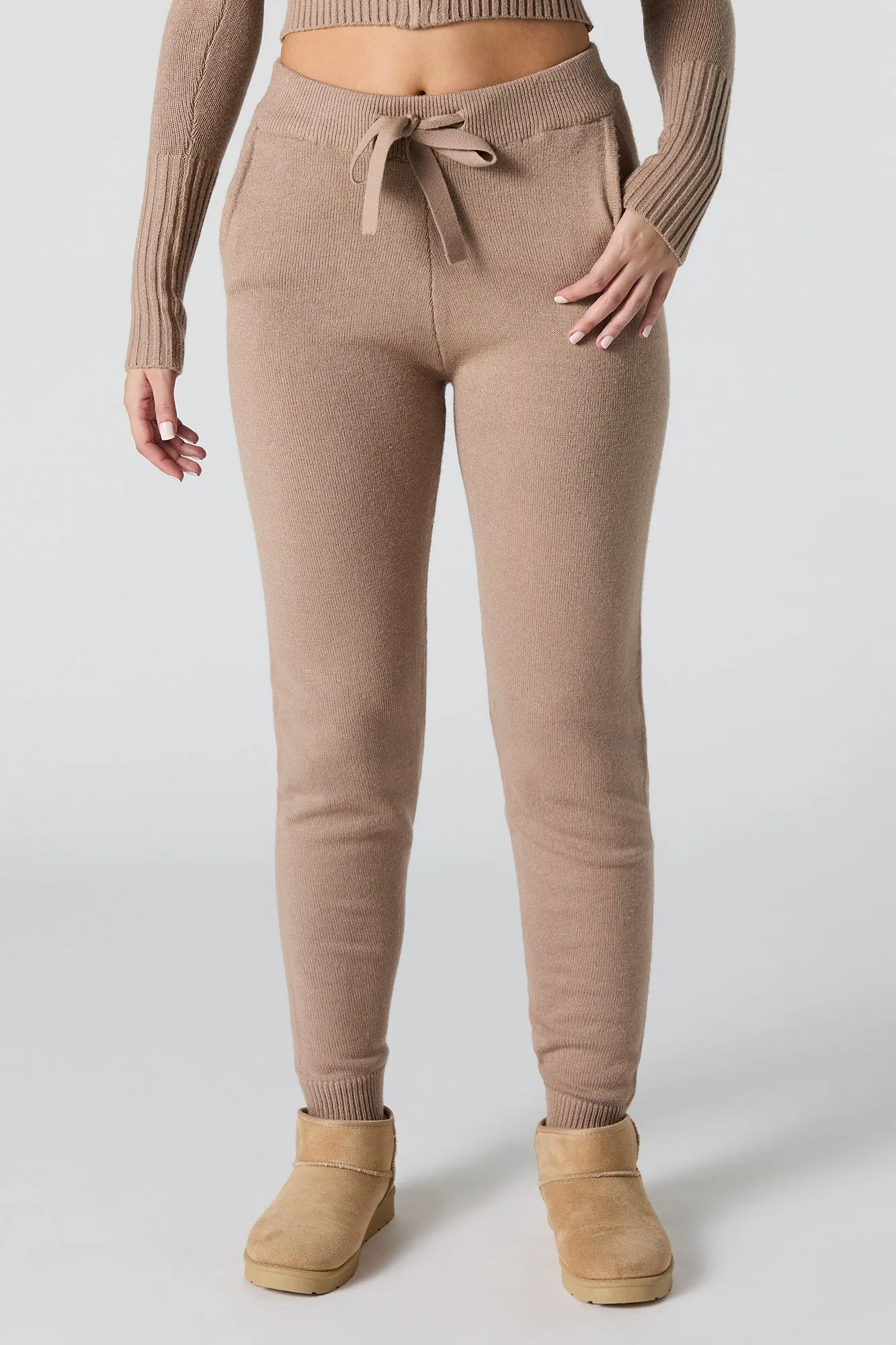 Jogger en tricot à taille coulissante