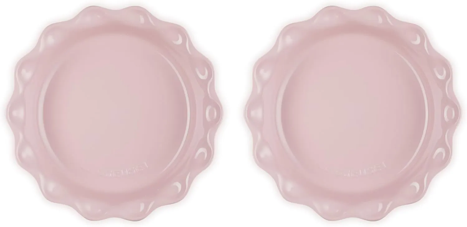 Le Creuset Set of 2 - 9" Heritage Fluted Pie Dish - Chiffon Pink