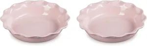 Le Creuset Set of 2 - 9" Heritage Fluted Pie Dish - Chiffon Pink