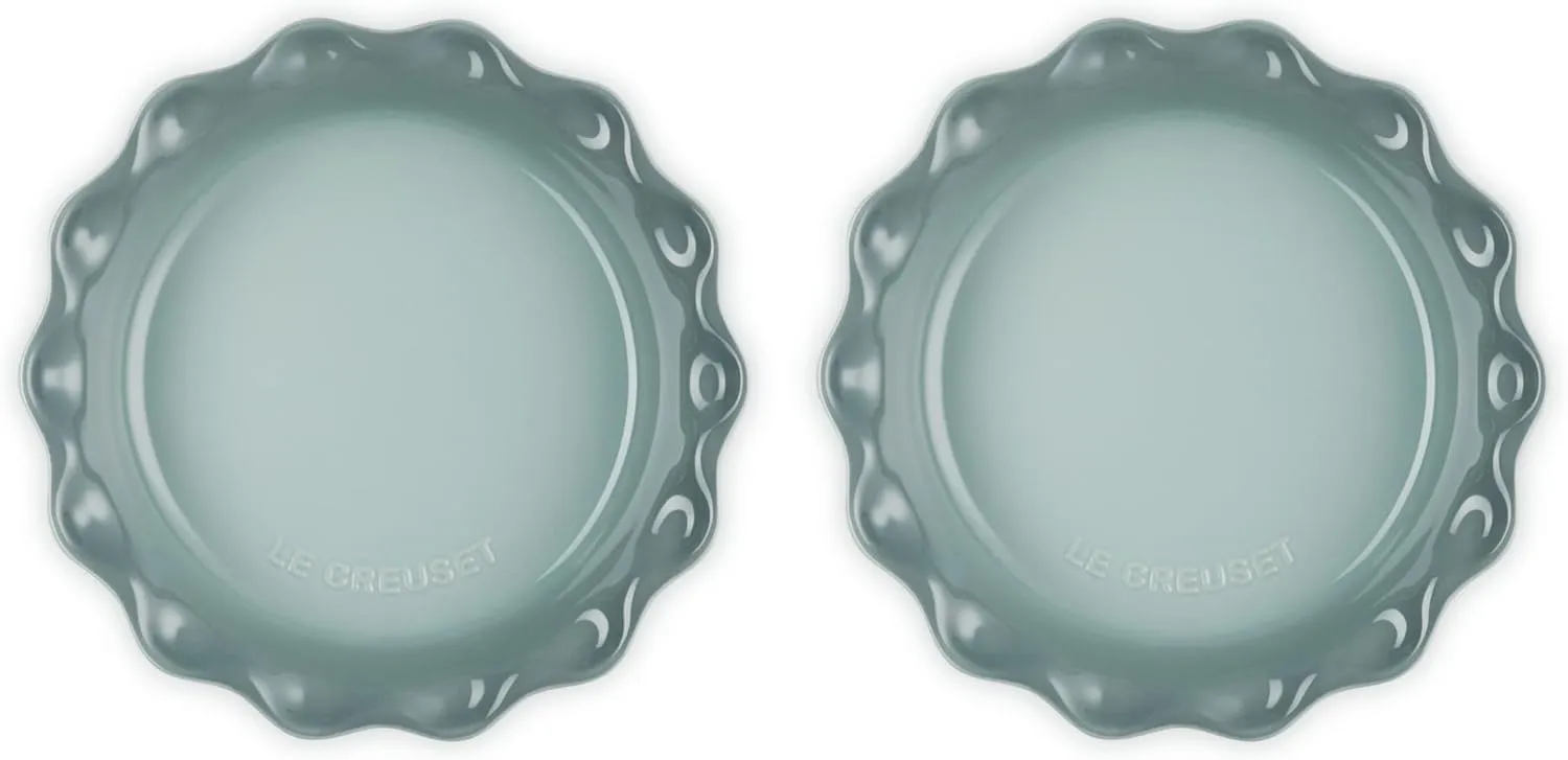 Le Creuset Set of 2 - 9" Heritage Fluted Pie Dish - Sea Salt