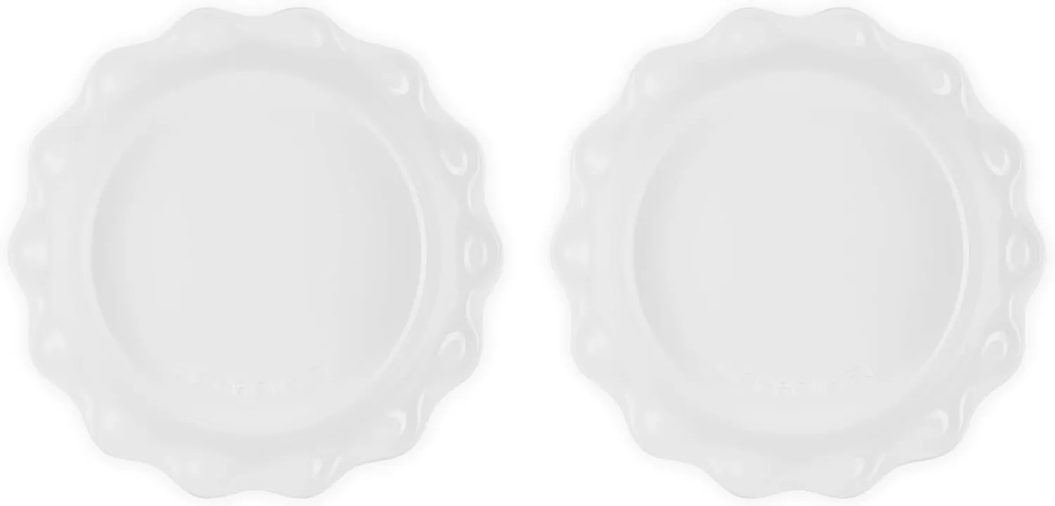 Le Creuset Set of 2 - 9" Heritage Fluted Pie Dish - White
