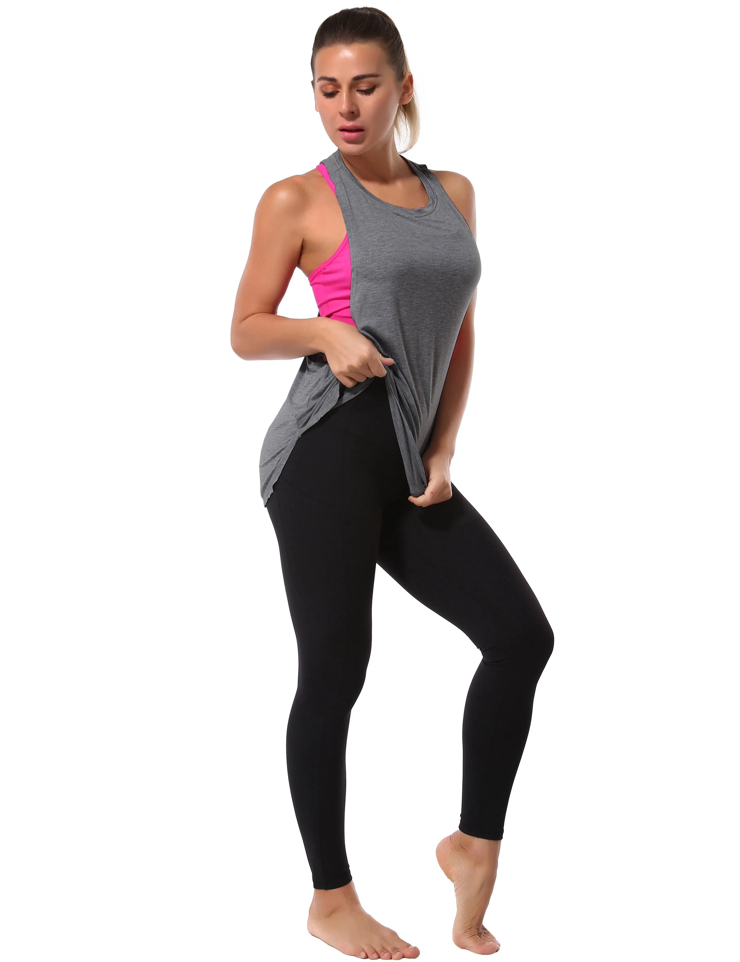 Low Cut Loose Fit Tank Top heathercharcoal ins_Golf