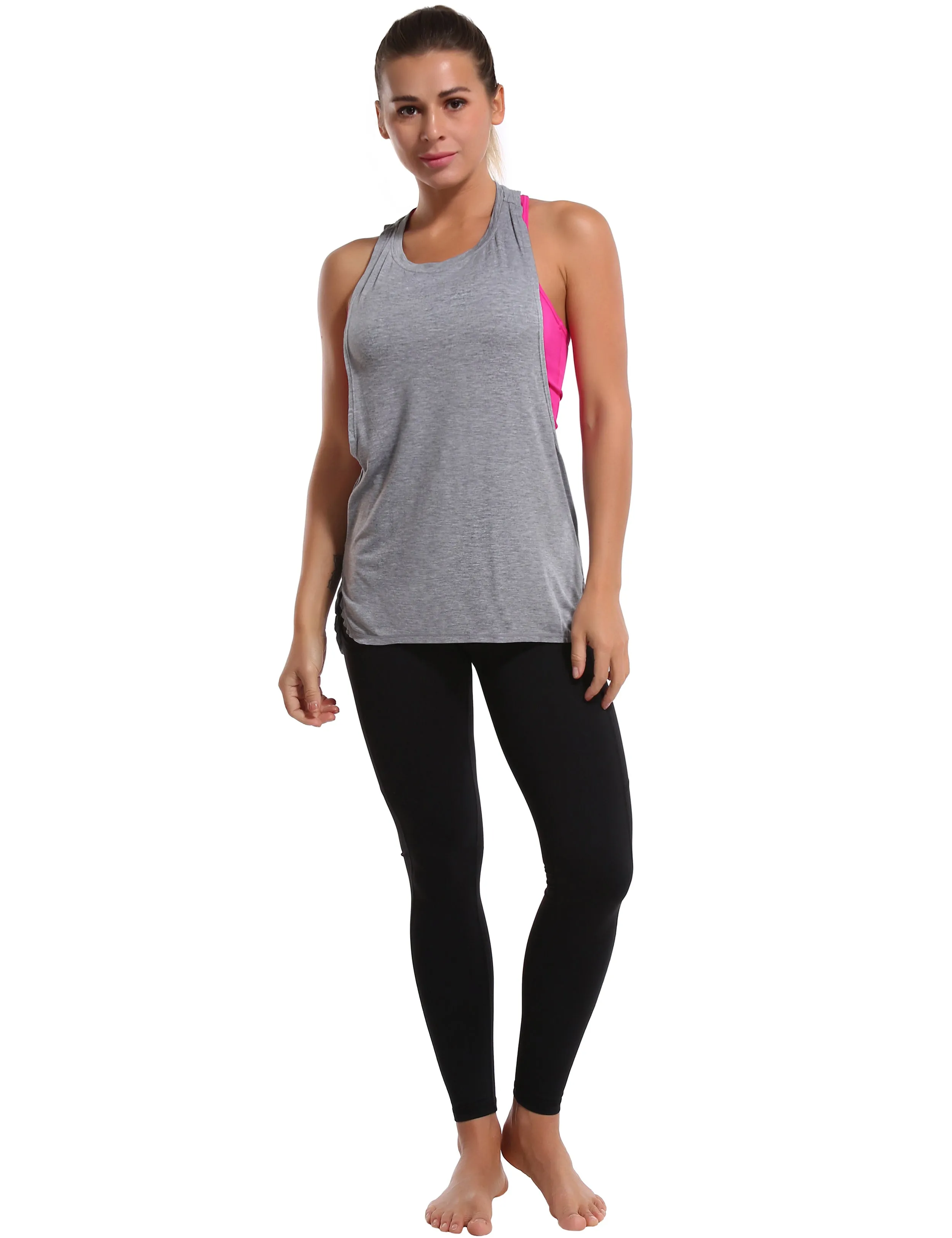 Low Cut Loose Fit Tank Top heathergray_Golf