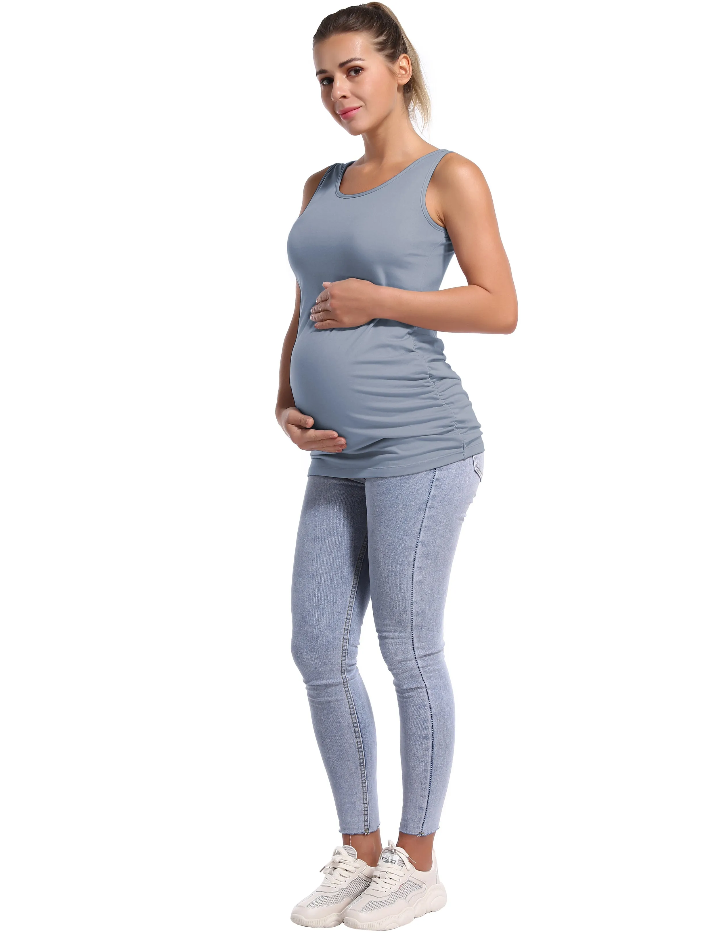 Maternity Side Shirred Tank Top heathergray_Golf