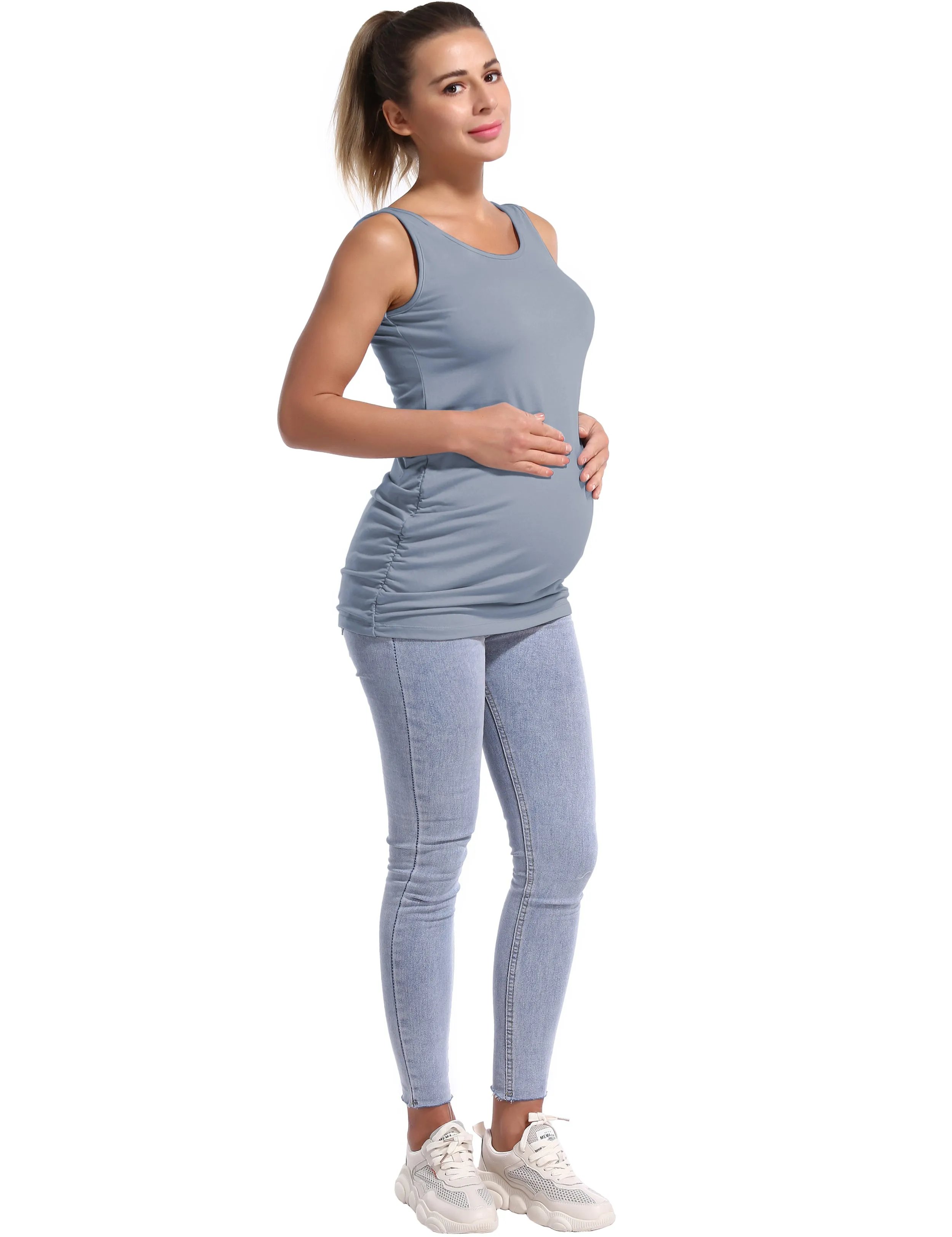 Maternity Side Shirred Tank Top heathergray_Golf