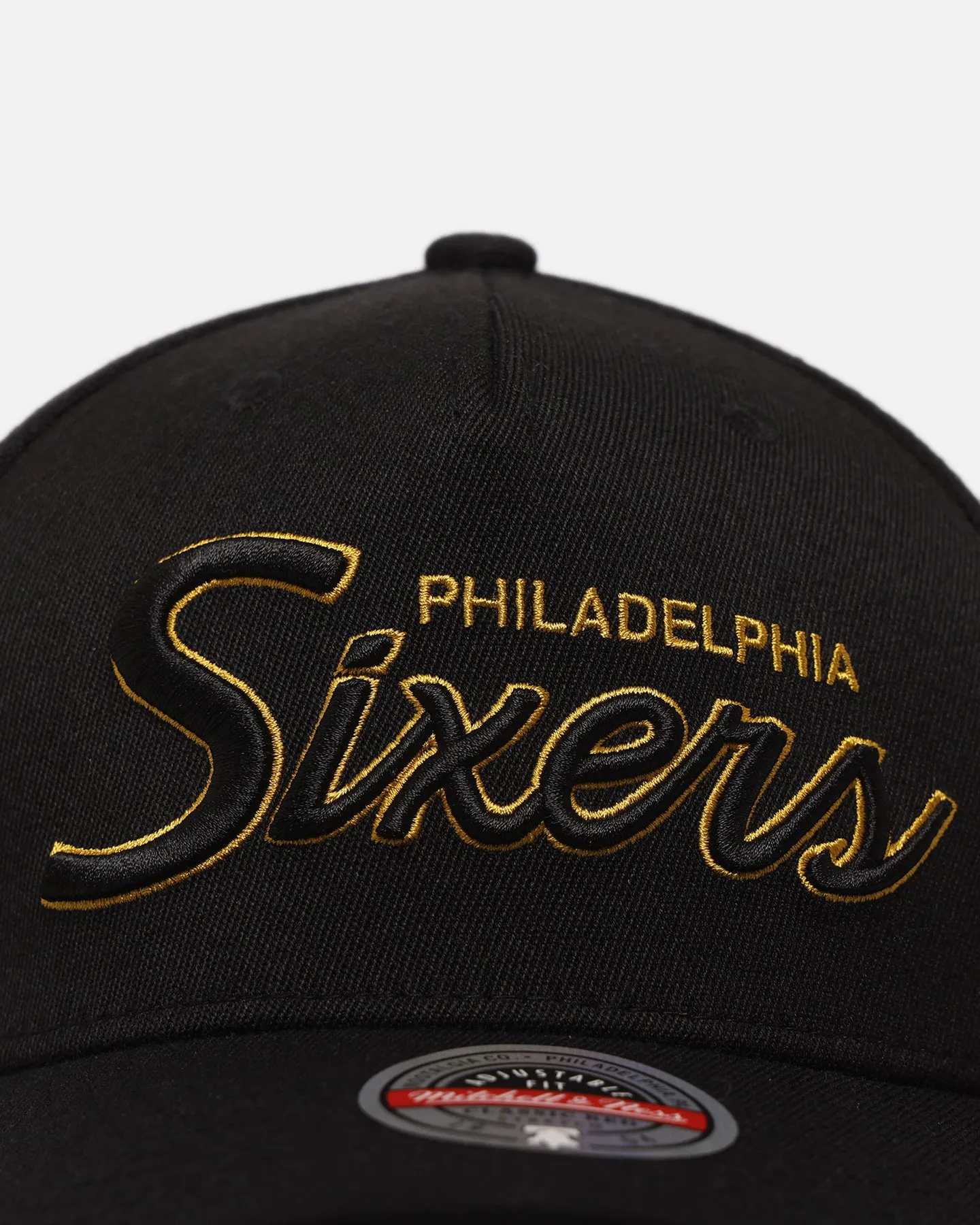 Mitchell & Ness Philadelphia 76ers 'Team Script' MVP Snapback Black/Gold