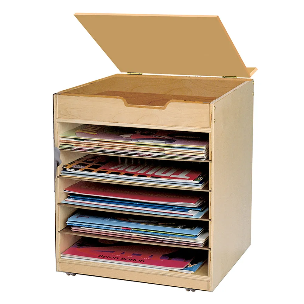 Mobile Big Book Display with Write & Wipe Panel and Storage Compartments