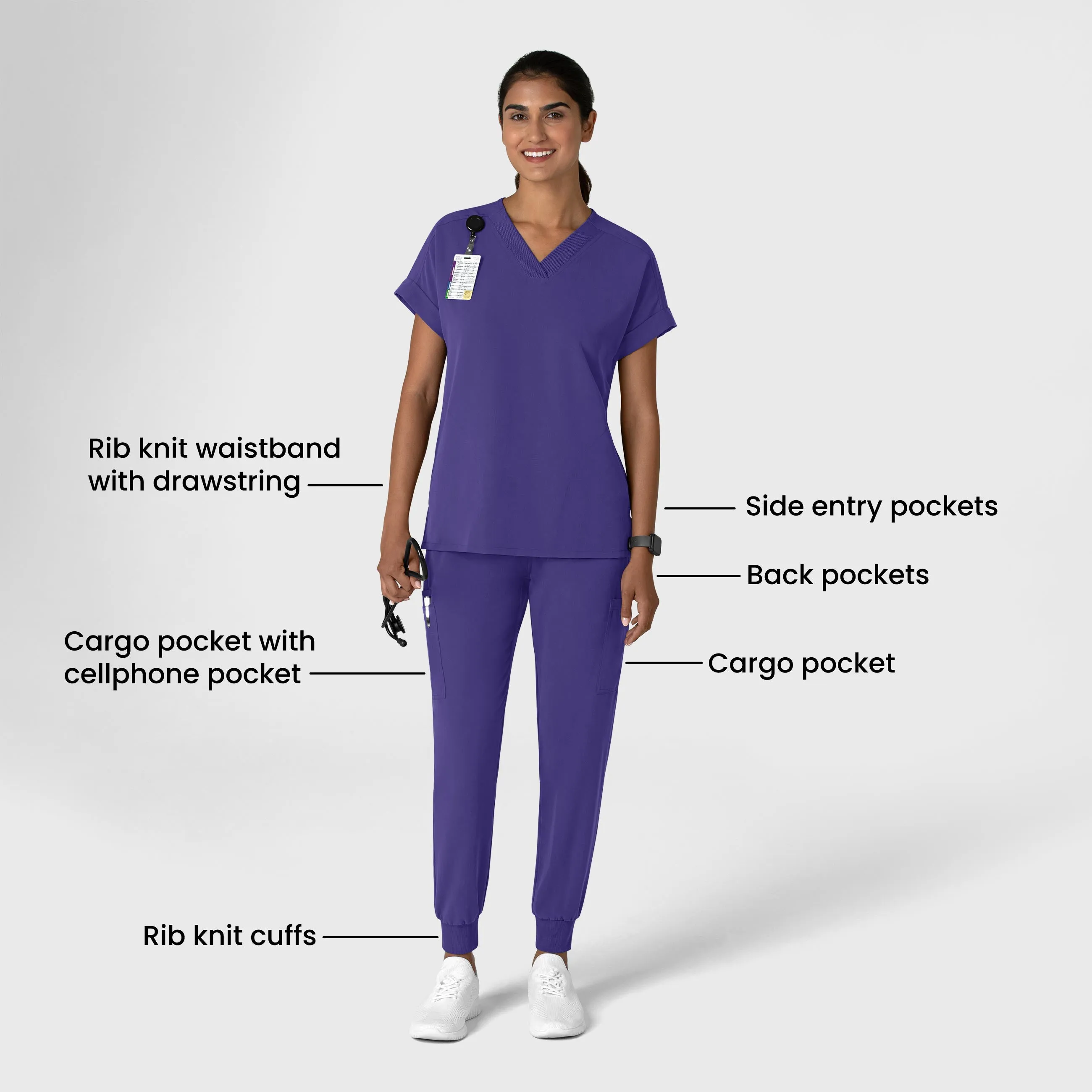 Nova Women's Jogger Utility Scrub Pant - Grape