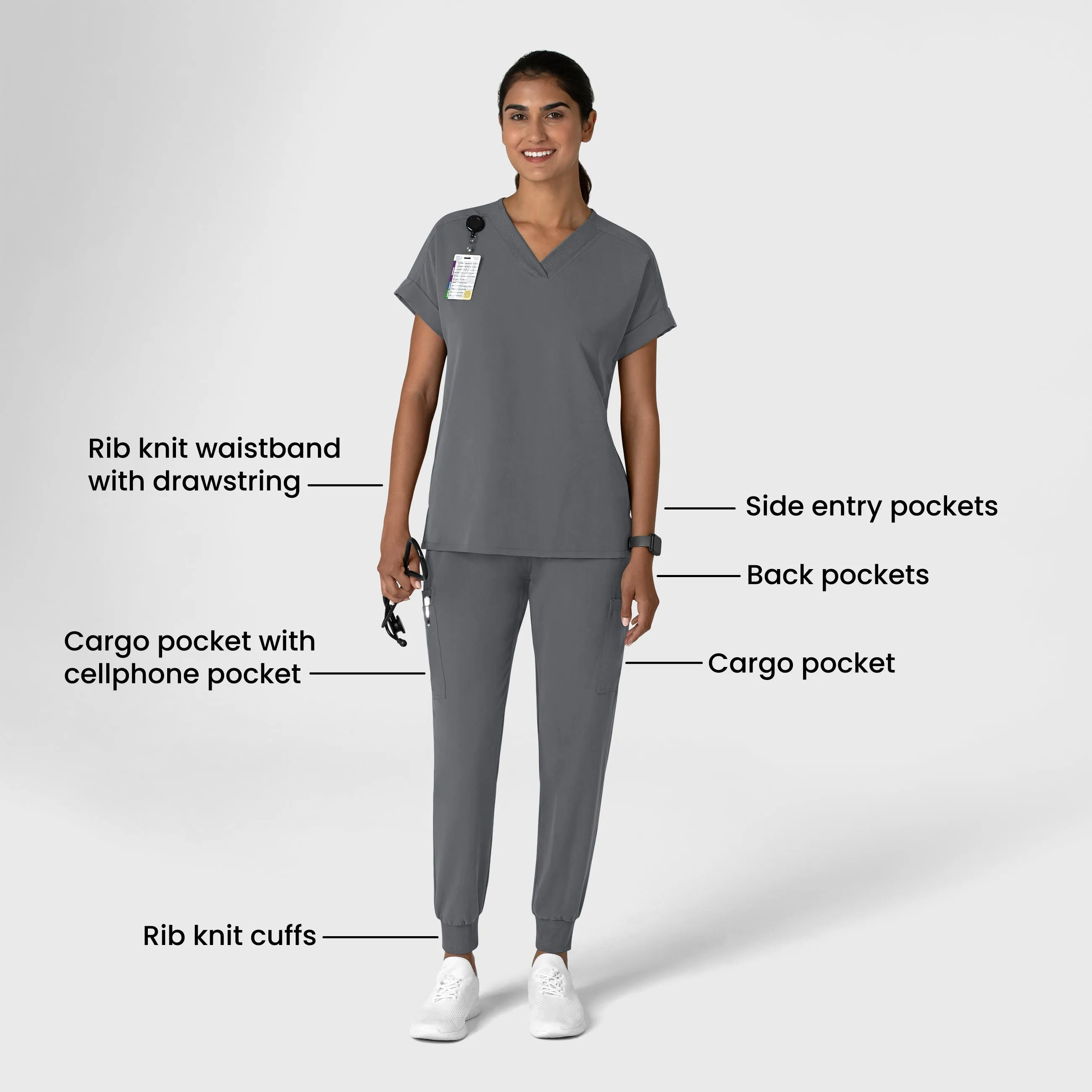 Nova Women's Jogger Utility Scrub Pant - Pewter