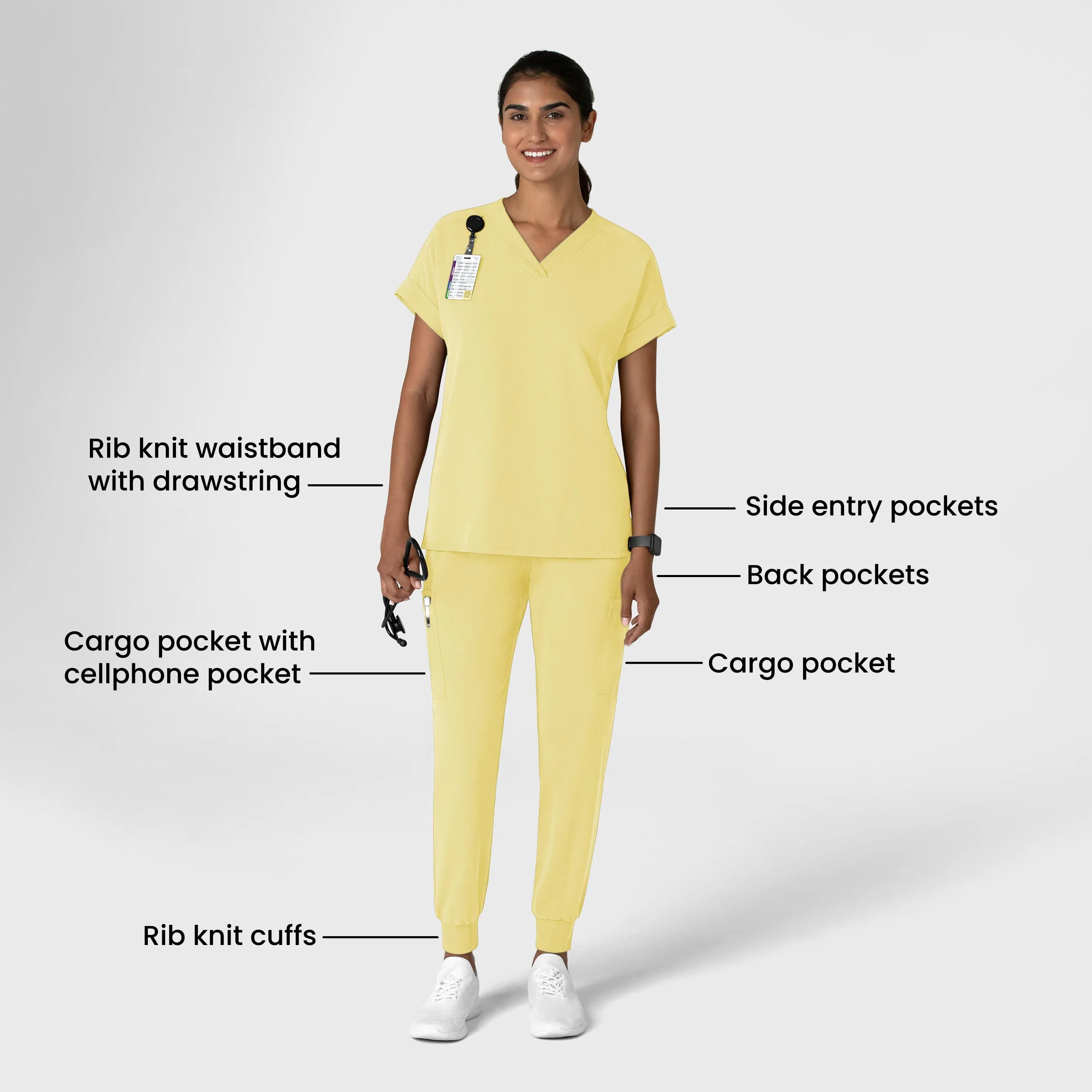 Nova Women's Jogger Utility Scrub Pant - Sunshine Yellow