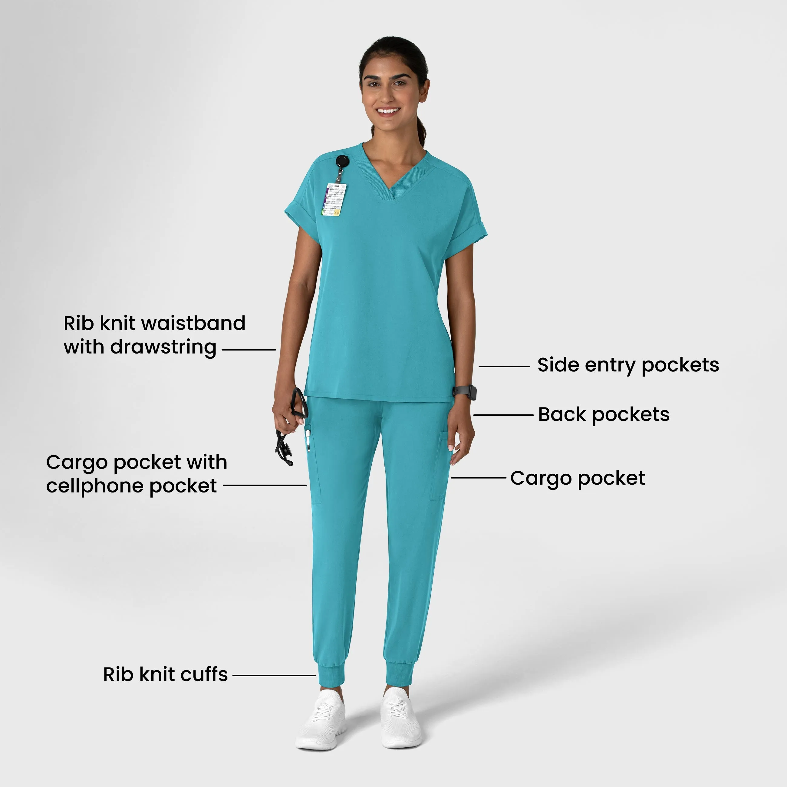 Nova Women's Jogger Utility Scrub Pant - Teal Blue