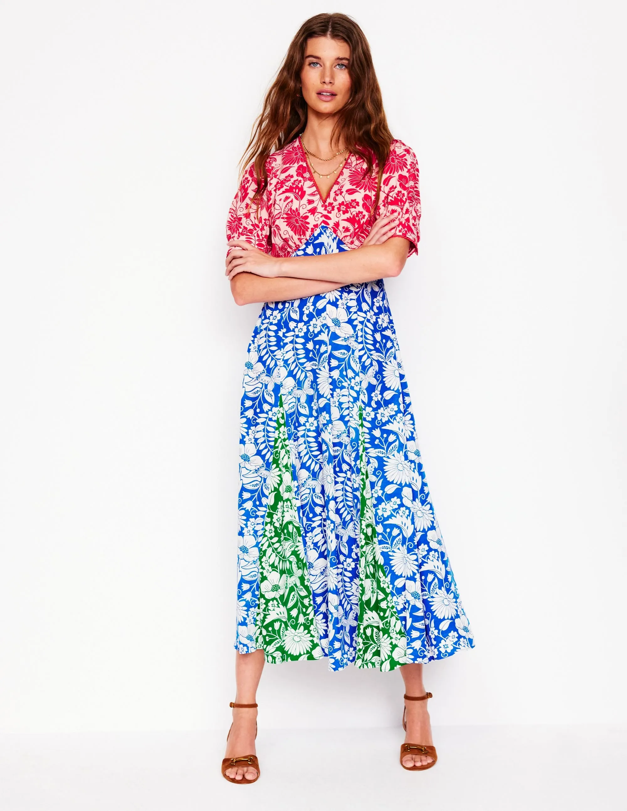 Rosie Godet Tea Dress-Multi. Wildflower Trail