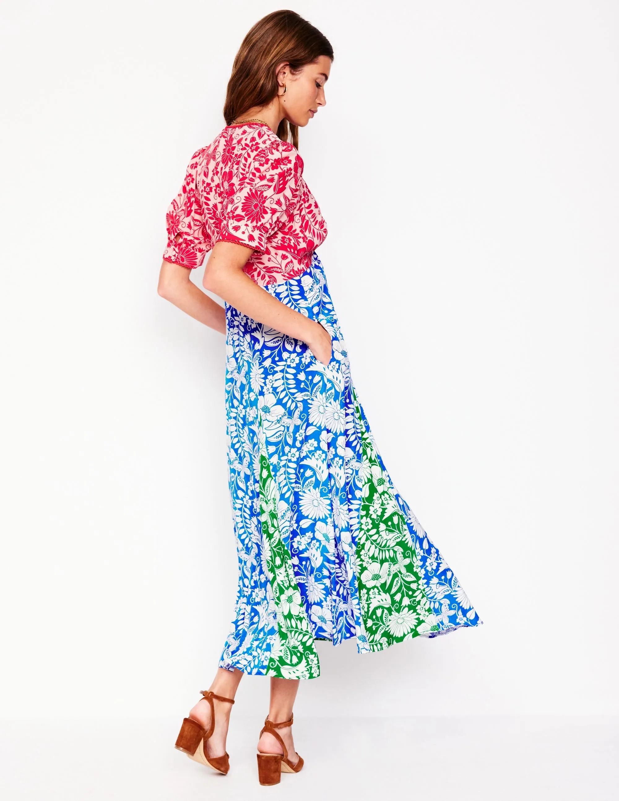 Rosie Godet Tea Dress-Multi. Wildflower Trail
