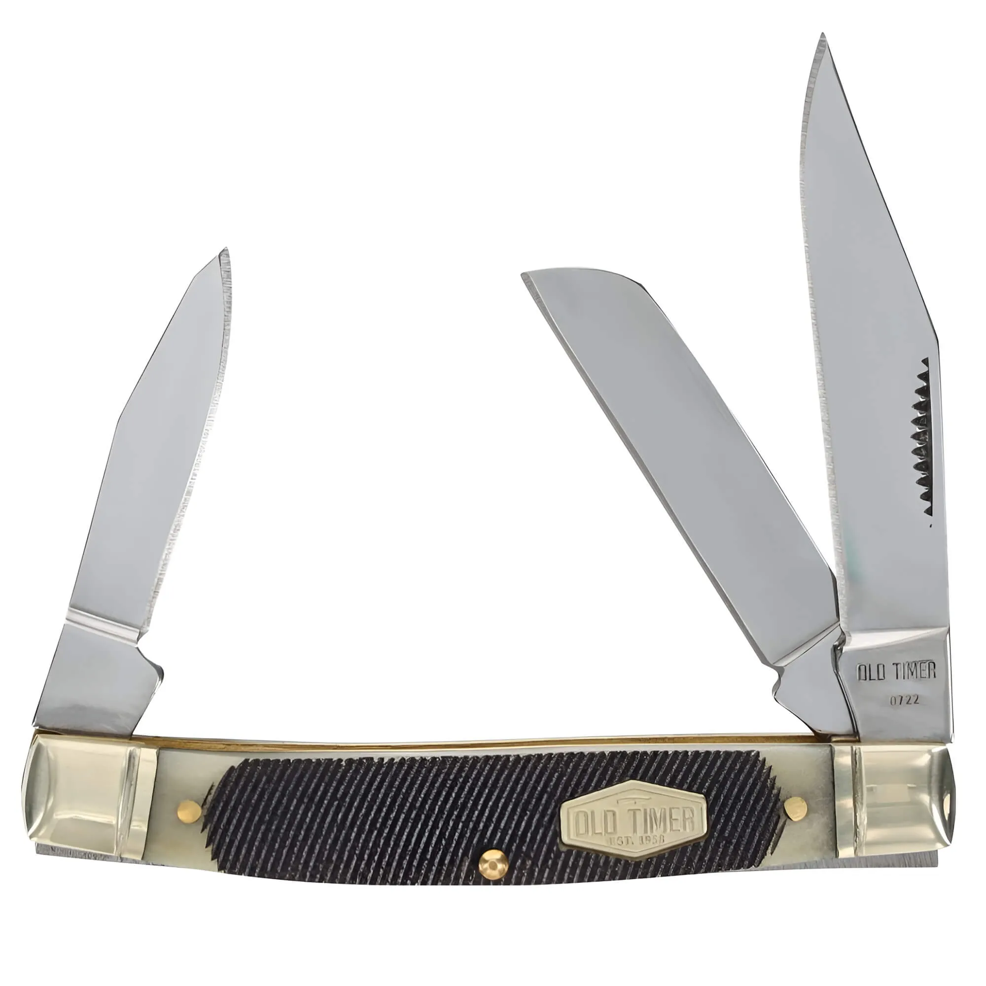 Schrade Old Timer Pocket Knife - Genuine Bone Middleman Sawcut Bone Handle | 34OTB