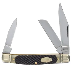 Schrade Old Timer Pocket Knife - Genuine Bone Middleman Sawcut Bone Handle | 34OTB