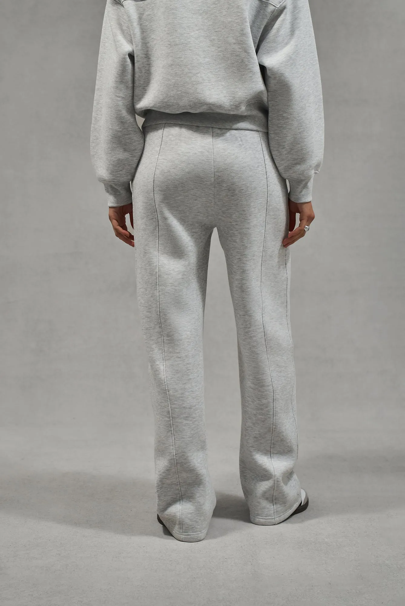 SEAM DETAIL CROSSOVER WAISTBAND JOGGERS - GREY MARL
