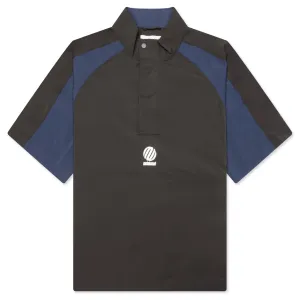 Short Sleeve Paneled Wind Shirt - Black/Navy