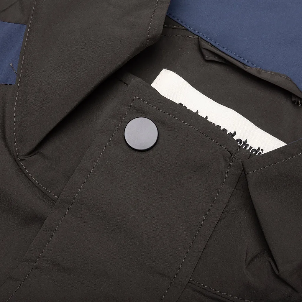 Short Sleeve Paneled Wind Shirt - Black/Navy