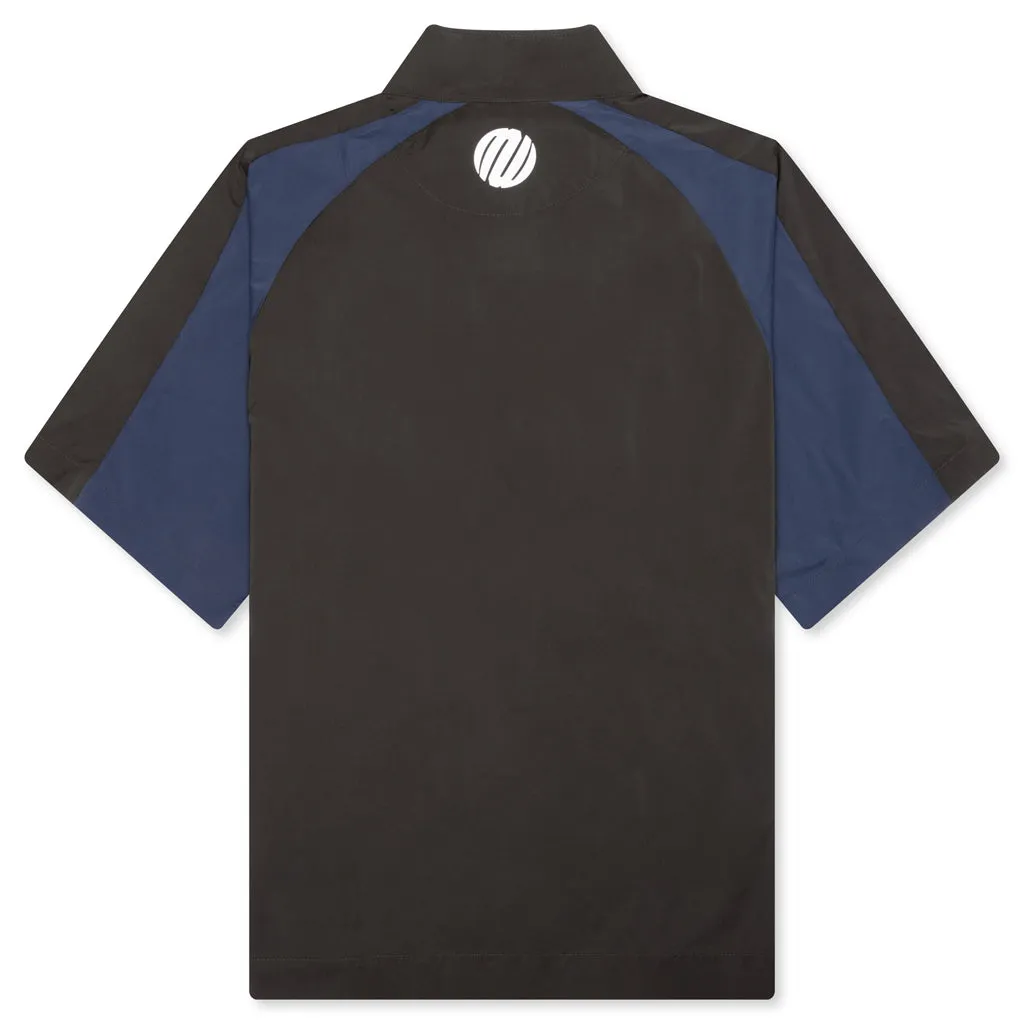 Short Sleeve Paneled Wind Shirt - Black/Navy