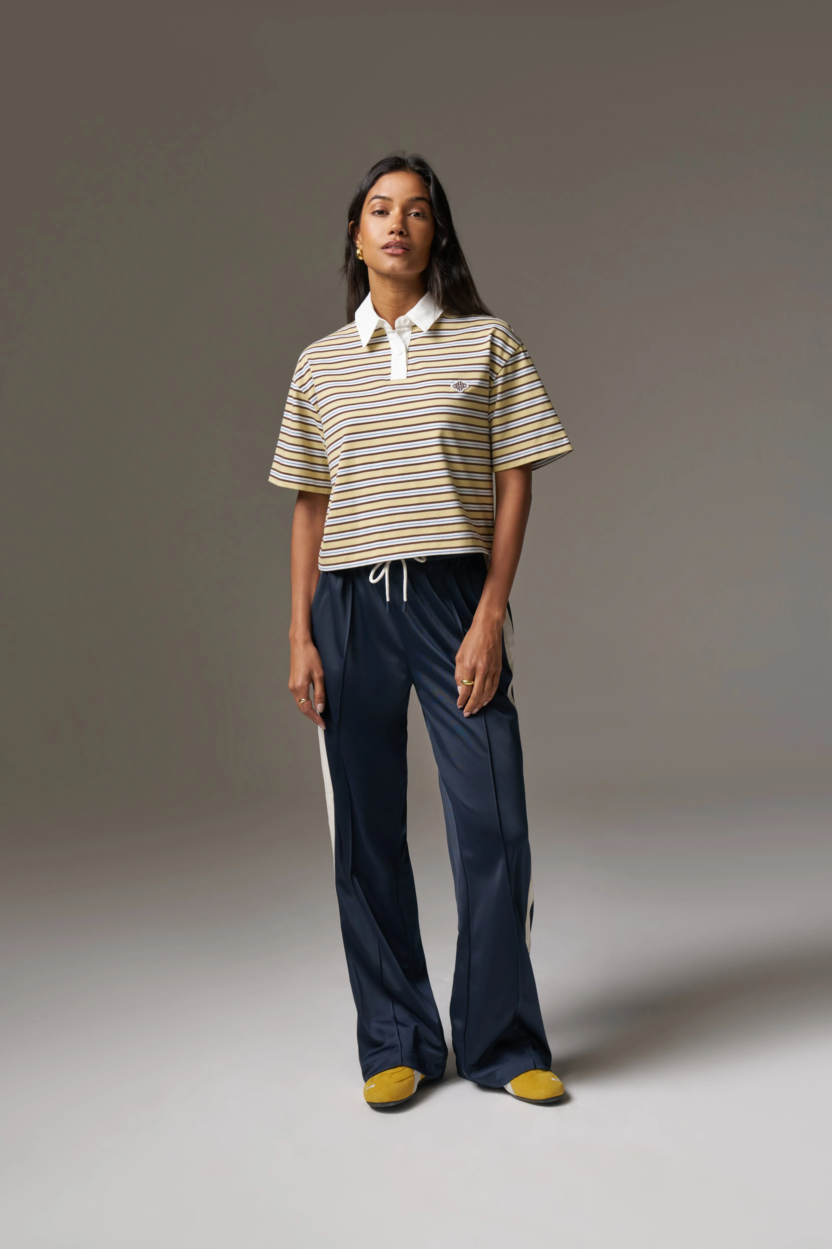 SIDE STRIPE WIDE LEG JOGGERS - NAVY