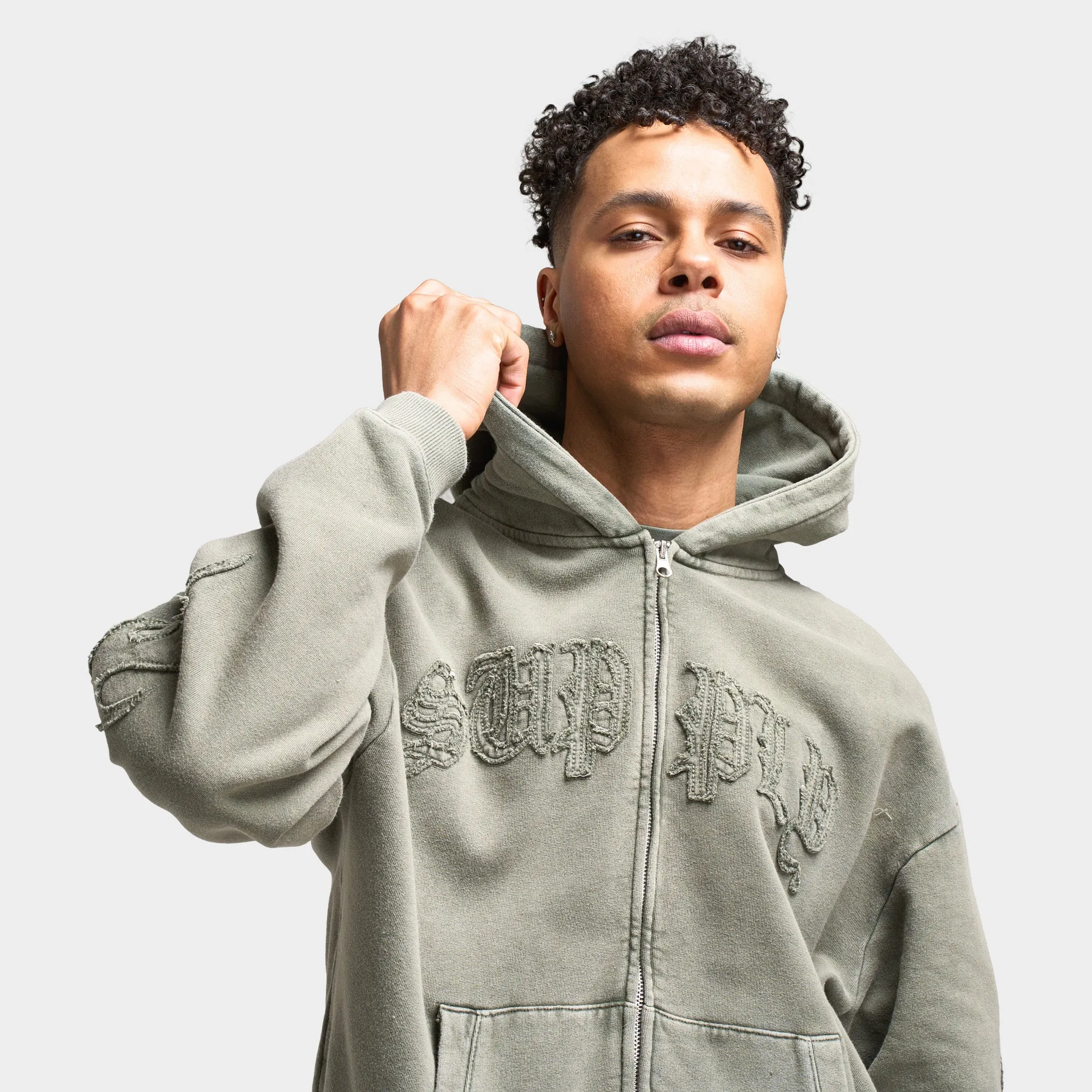Supply & Demand Aydar Full Zip Hoodie / Washed Ivy Green