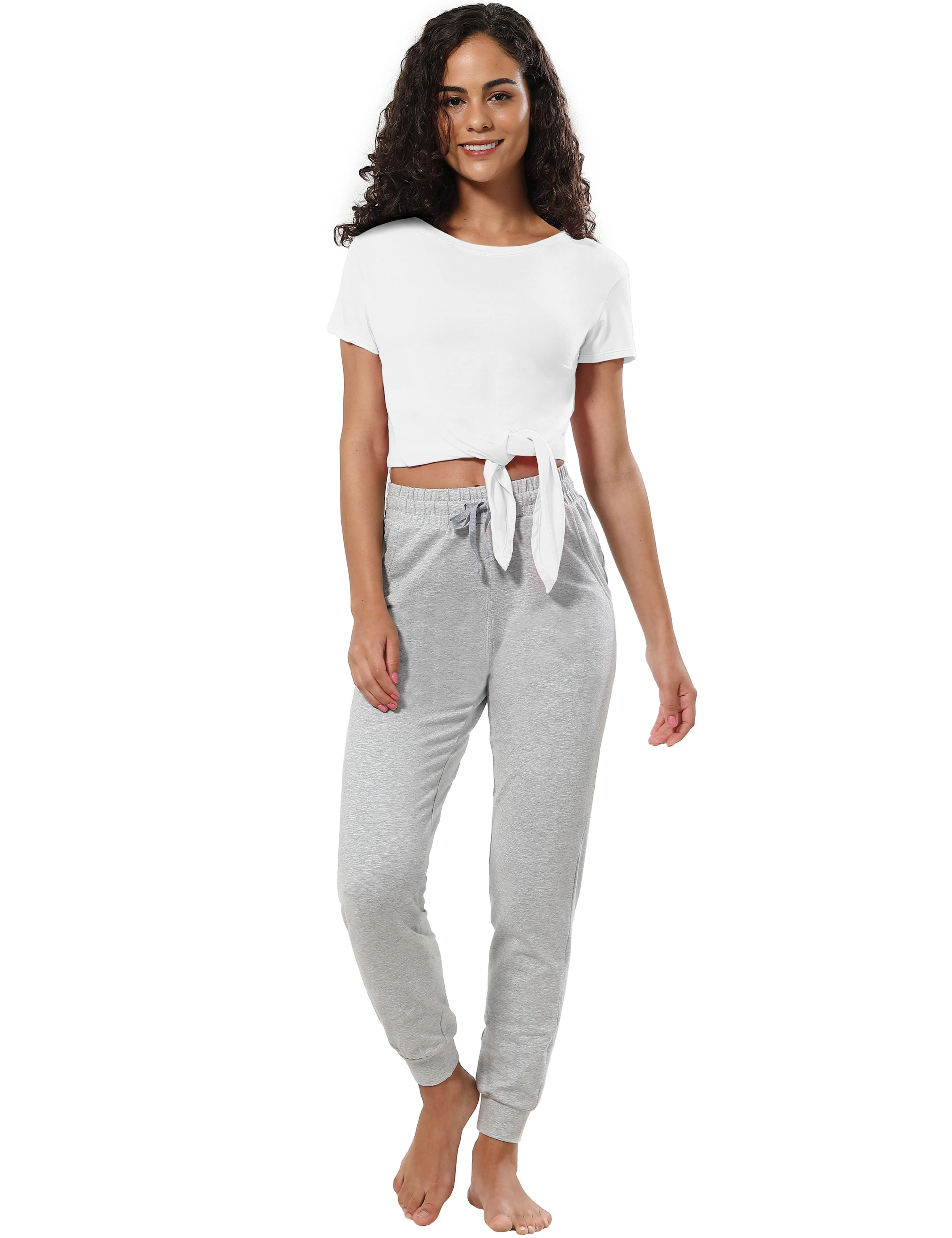 Tie Up Crop Top Short Sleeve T-Shirt white_Golf