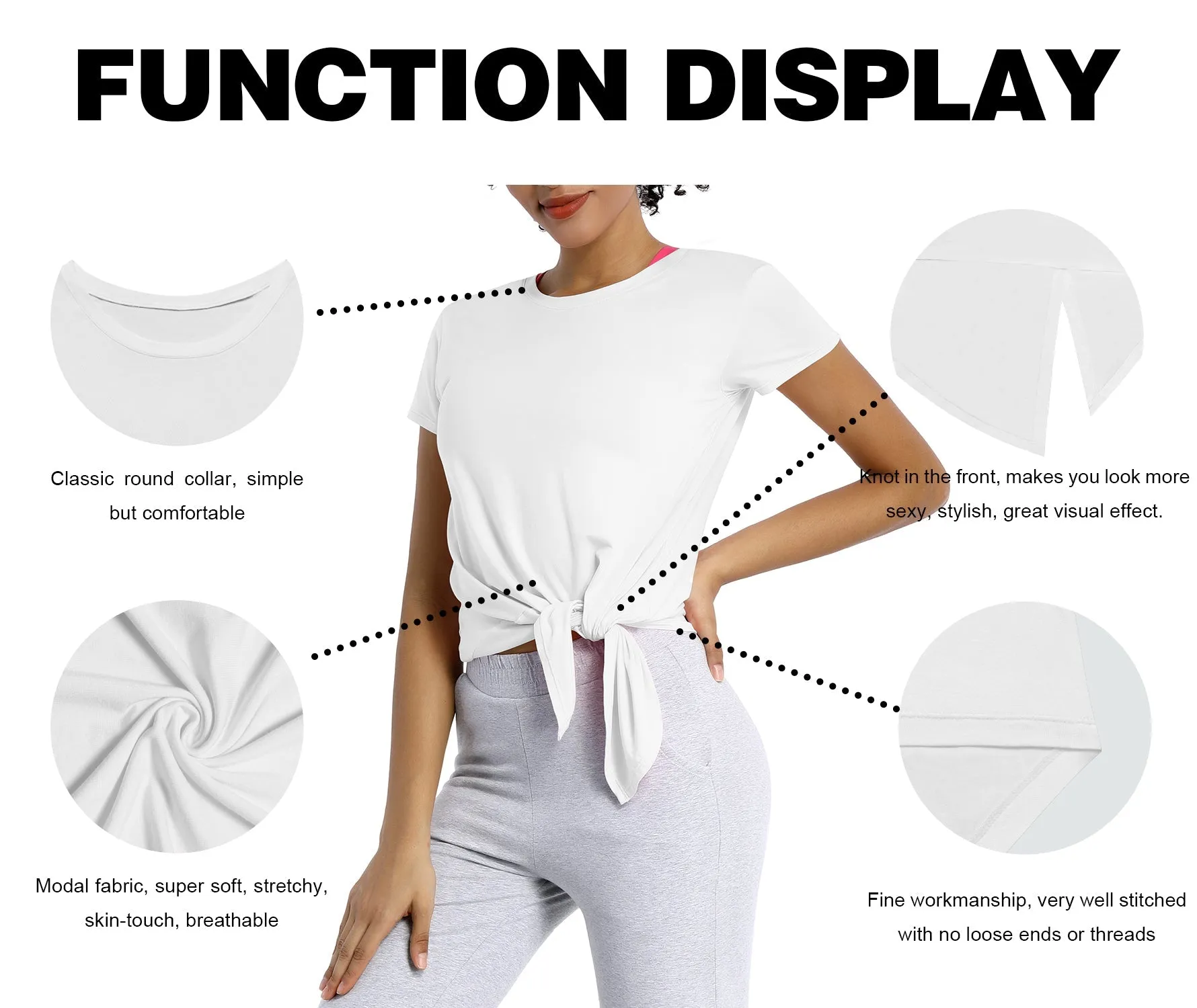 Tie Up Crop Top Short Sleeve T-Shirt white_Golf