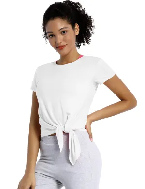 Tie Up Crop Top Short Sleeve T-Shirt white_Golf