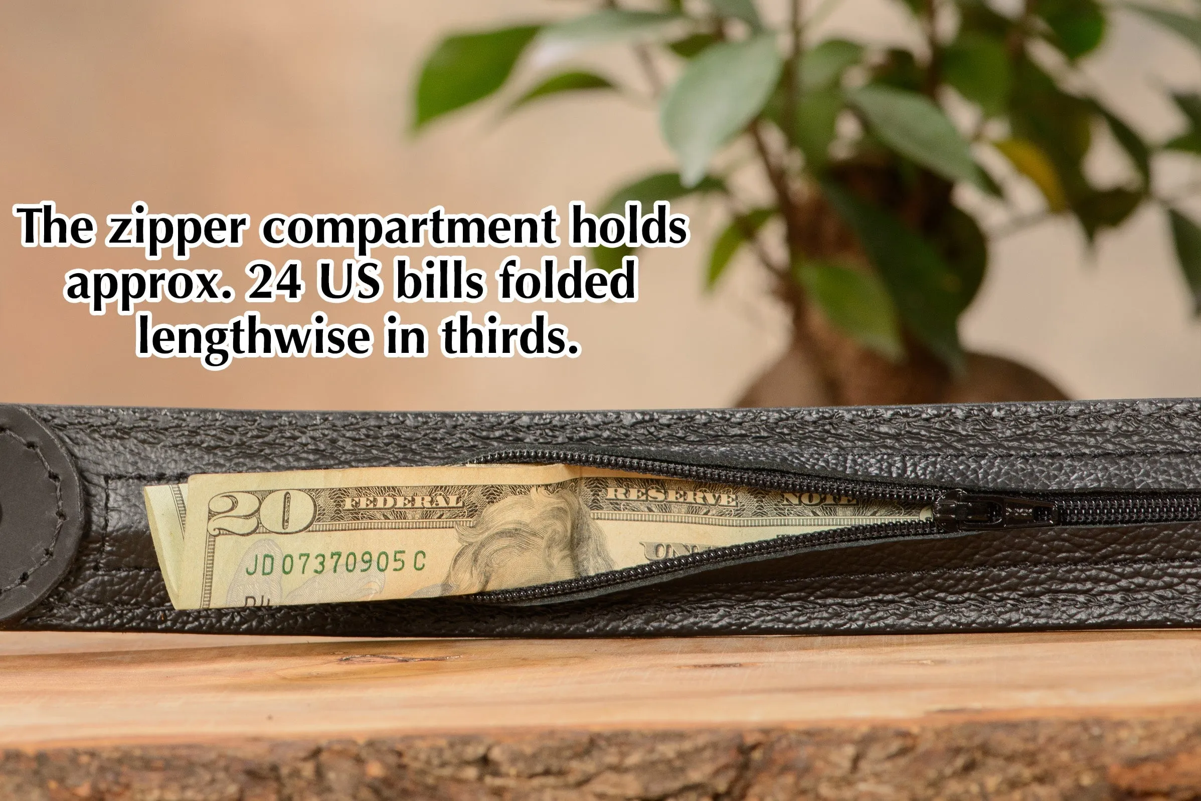 Tree Bark Elephant Money Belt With 25" Zipper 1.50" Wide
