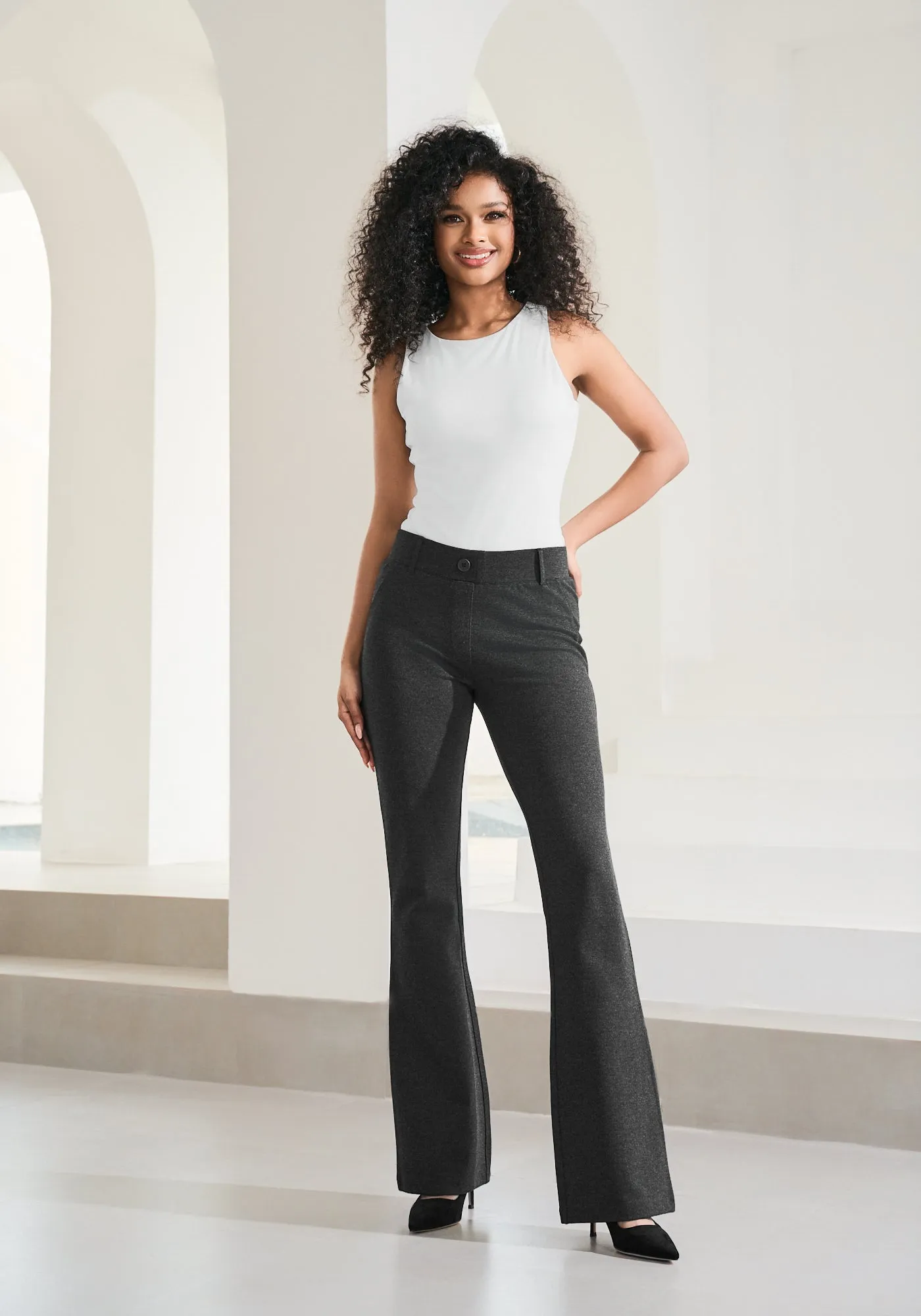 Two-Pocket Dress Pant Yoga Pant | Bootcut (Charcoal)