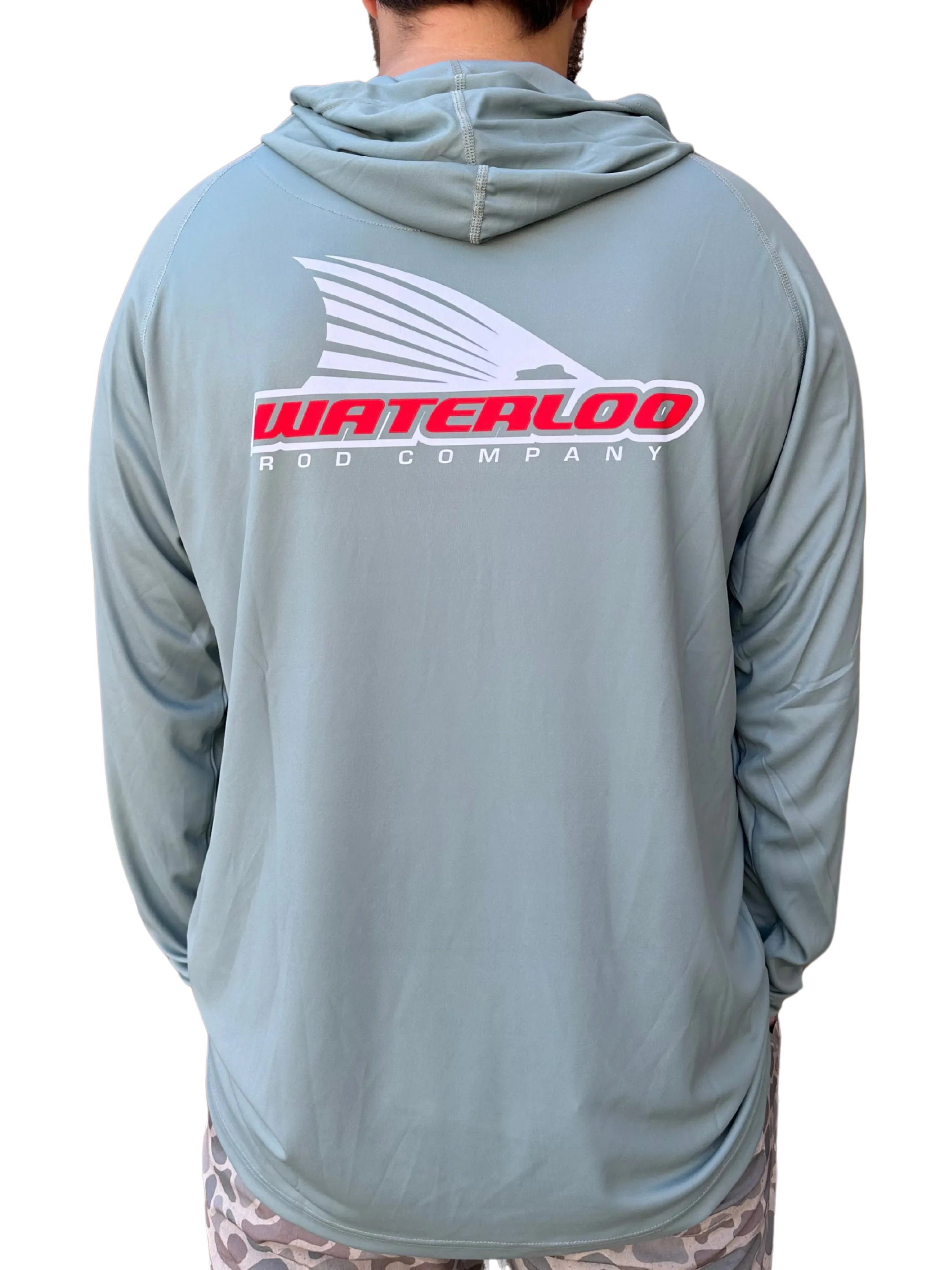 Waterloo Sage Hooded Long Sleeve Performance Shirt - Tails Up Logo
