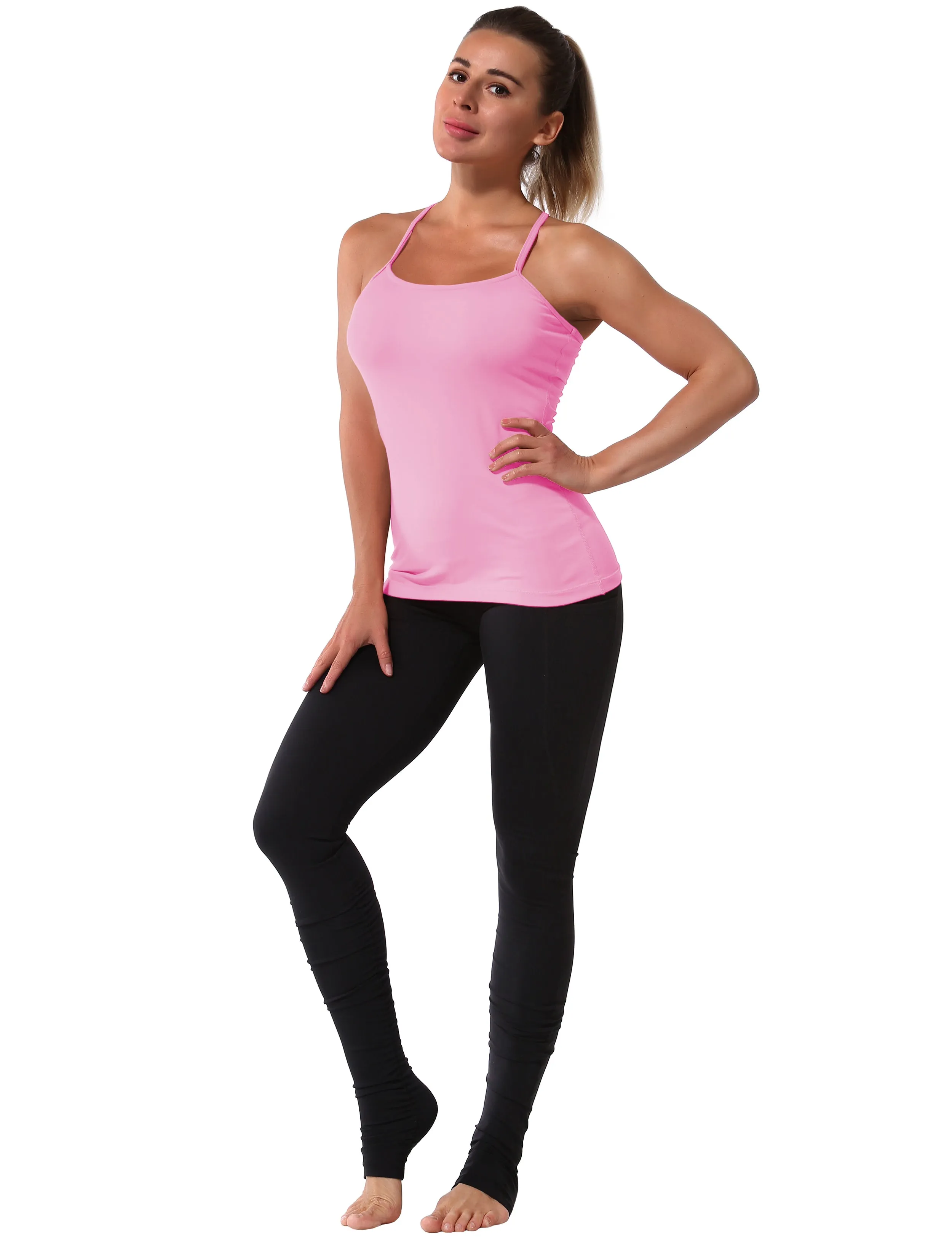 Y-back Spaghetti Strap Tank Tops lightpink_Golf