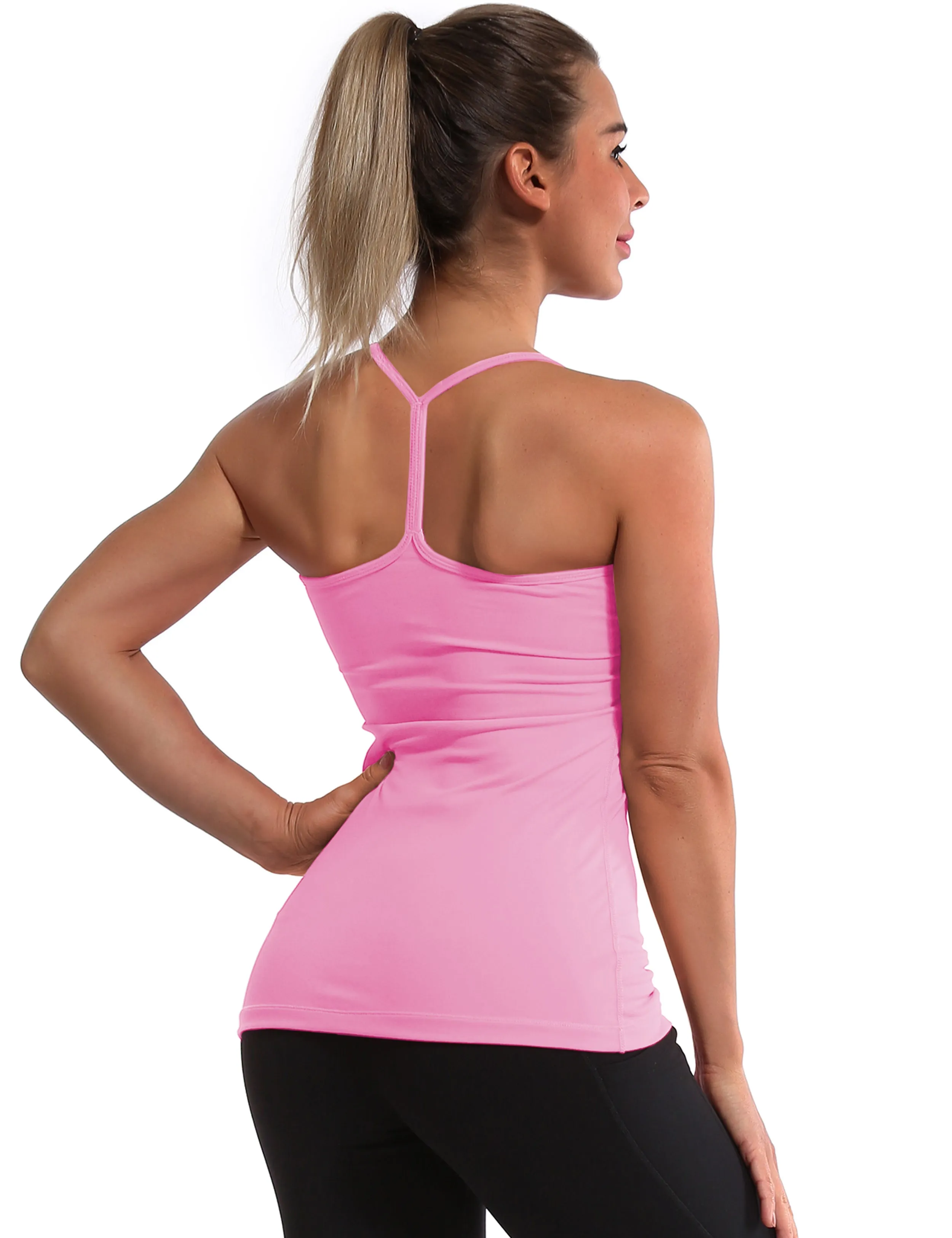 Y-back Spaghetti Strap Tank Tops lightpink_Golf